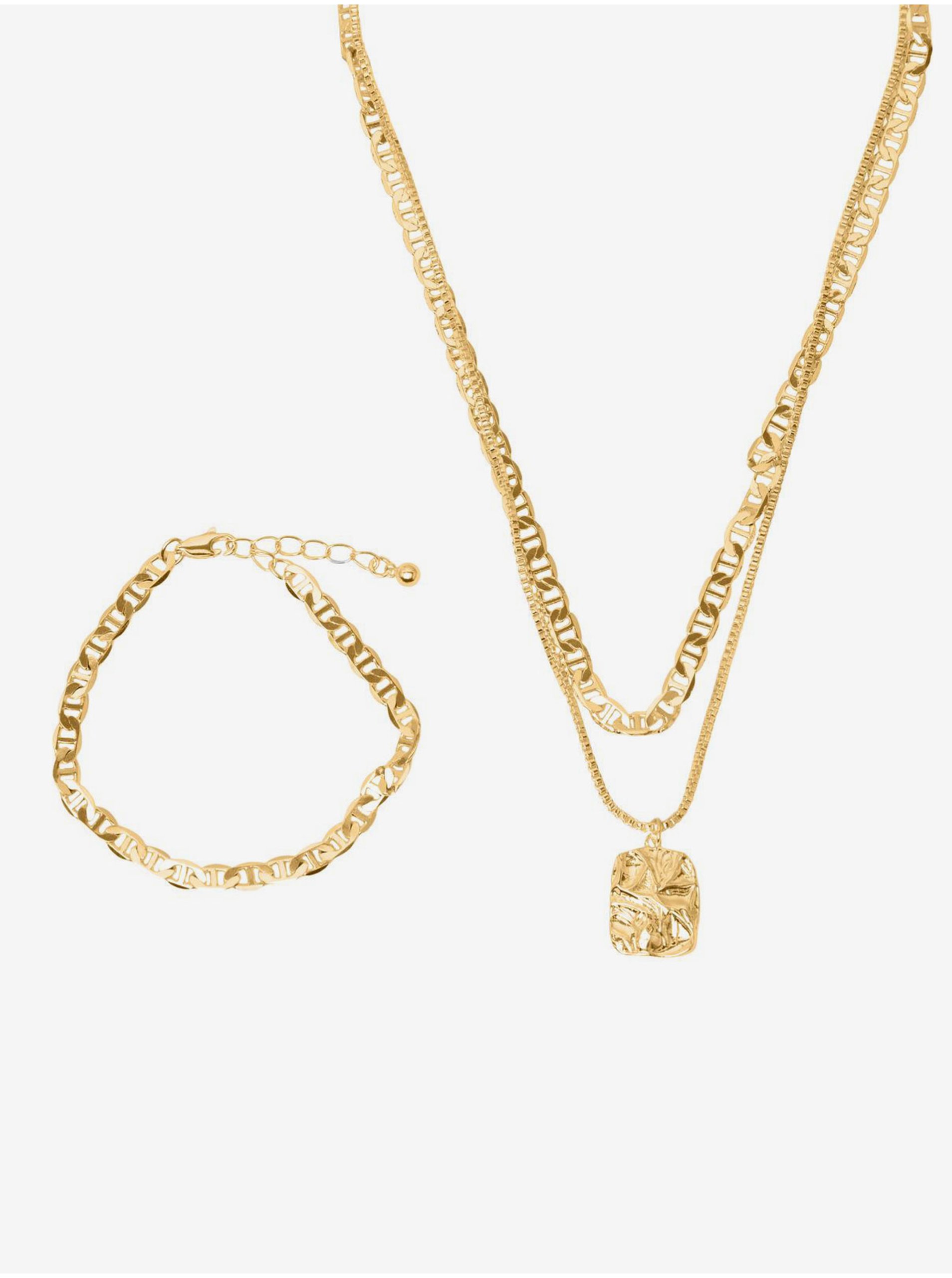 E-shop Sada dámského náramku a náhrdelníku ve zlaté barvě Pieces Myrsa