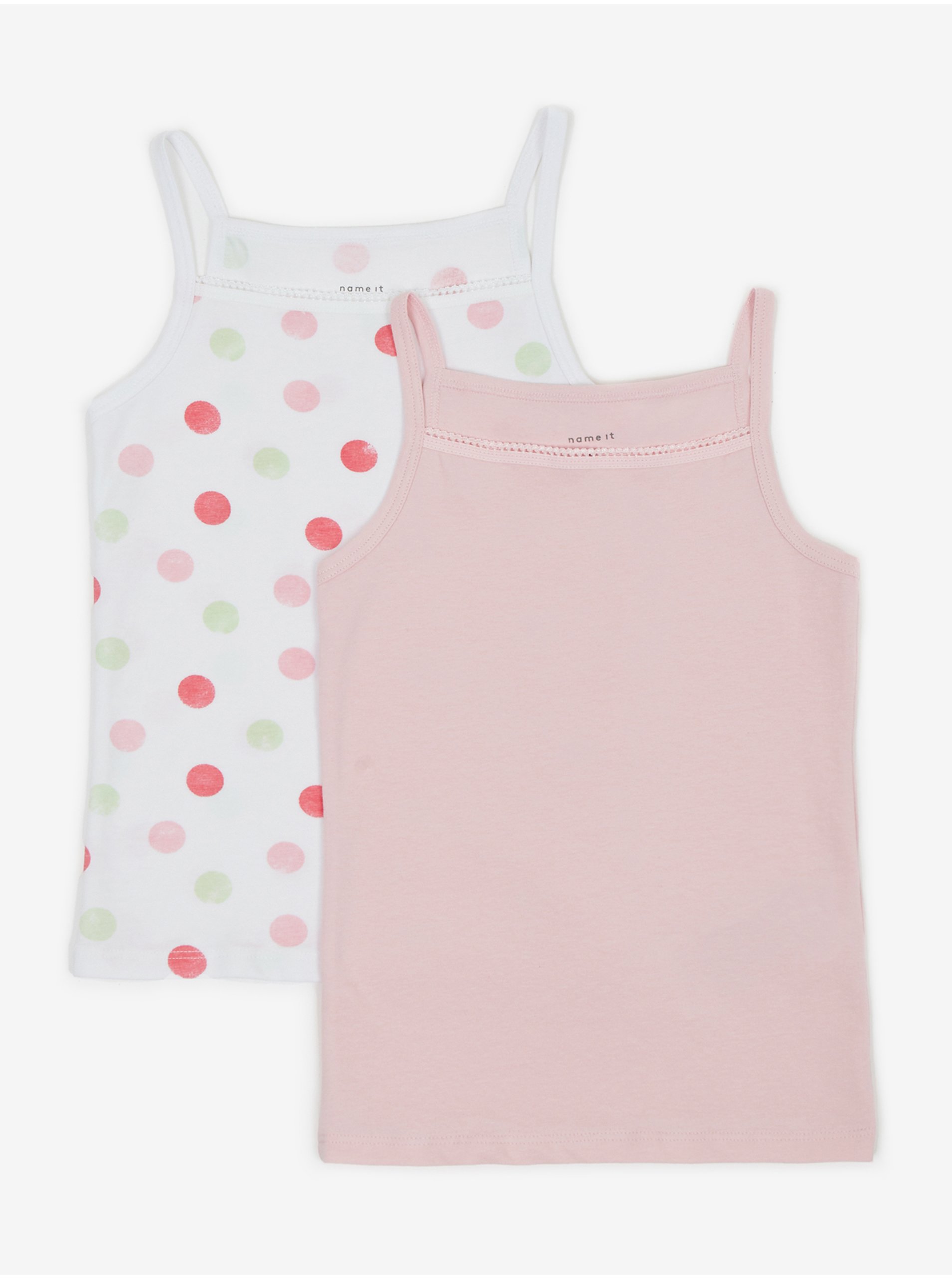 E-shop Sada dvou holčičích tílek v bílé a růžové barvě name it Dot