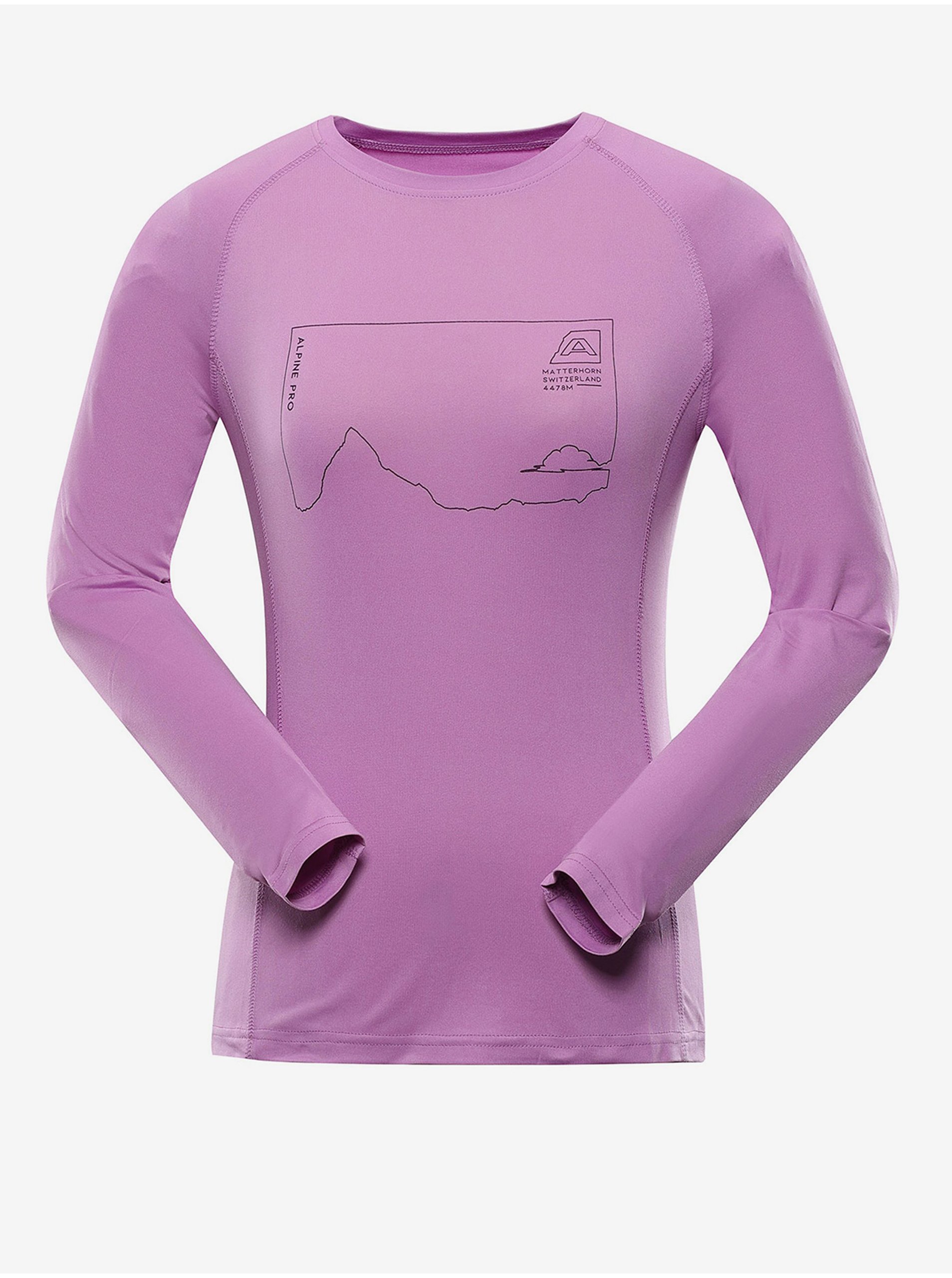 Levně Světle fialové dámské rychleschnoucí tričko ALPINE PRO AMADA