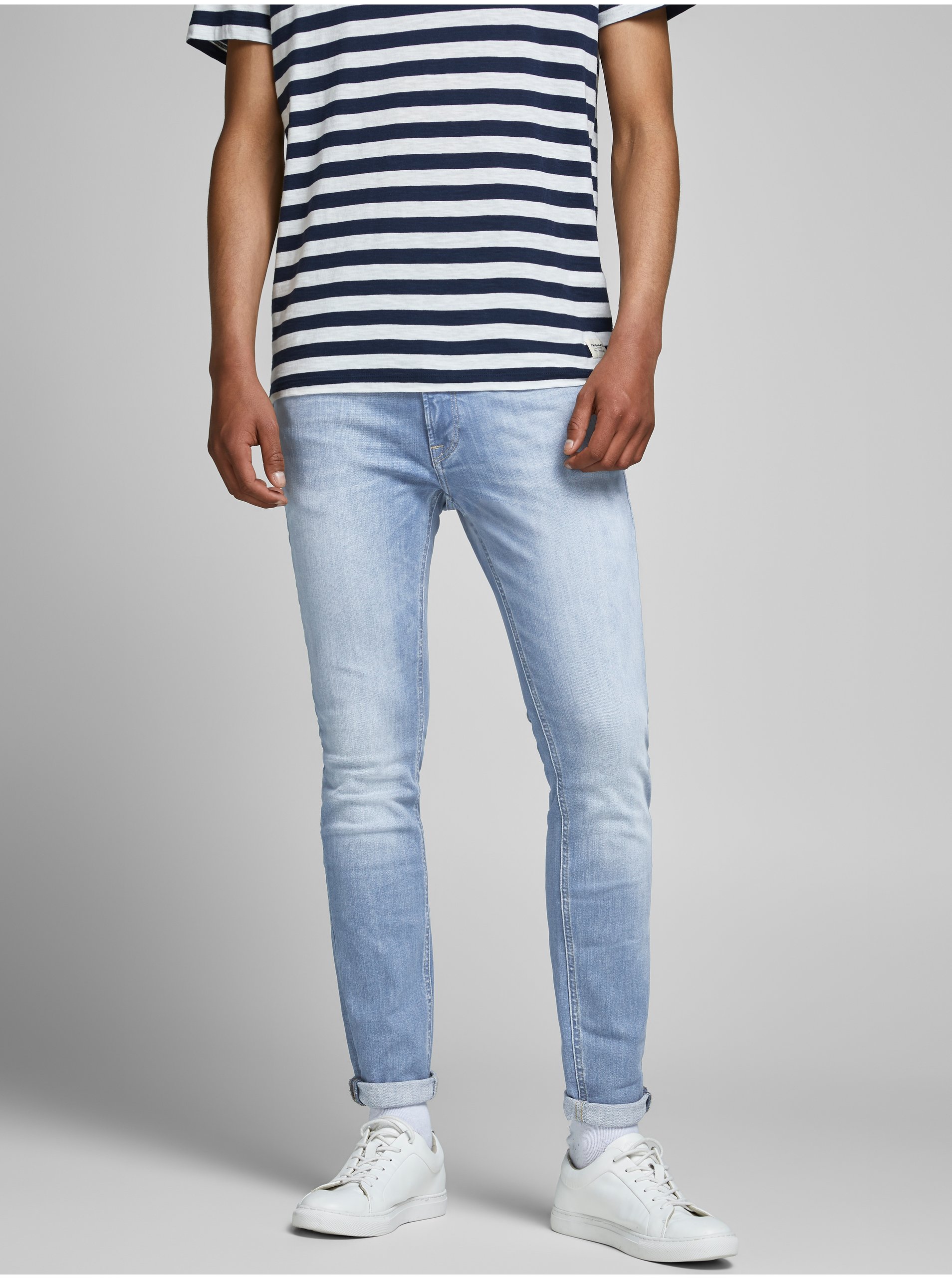 Lacno Svetlomodré skinny fit rifle Jack & Jones Liam