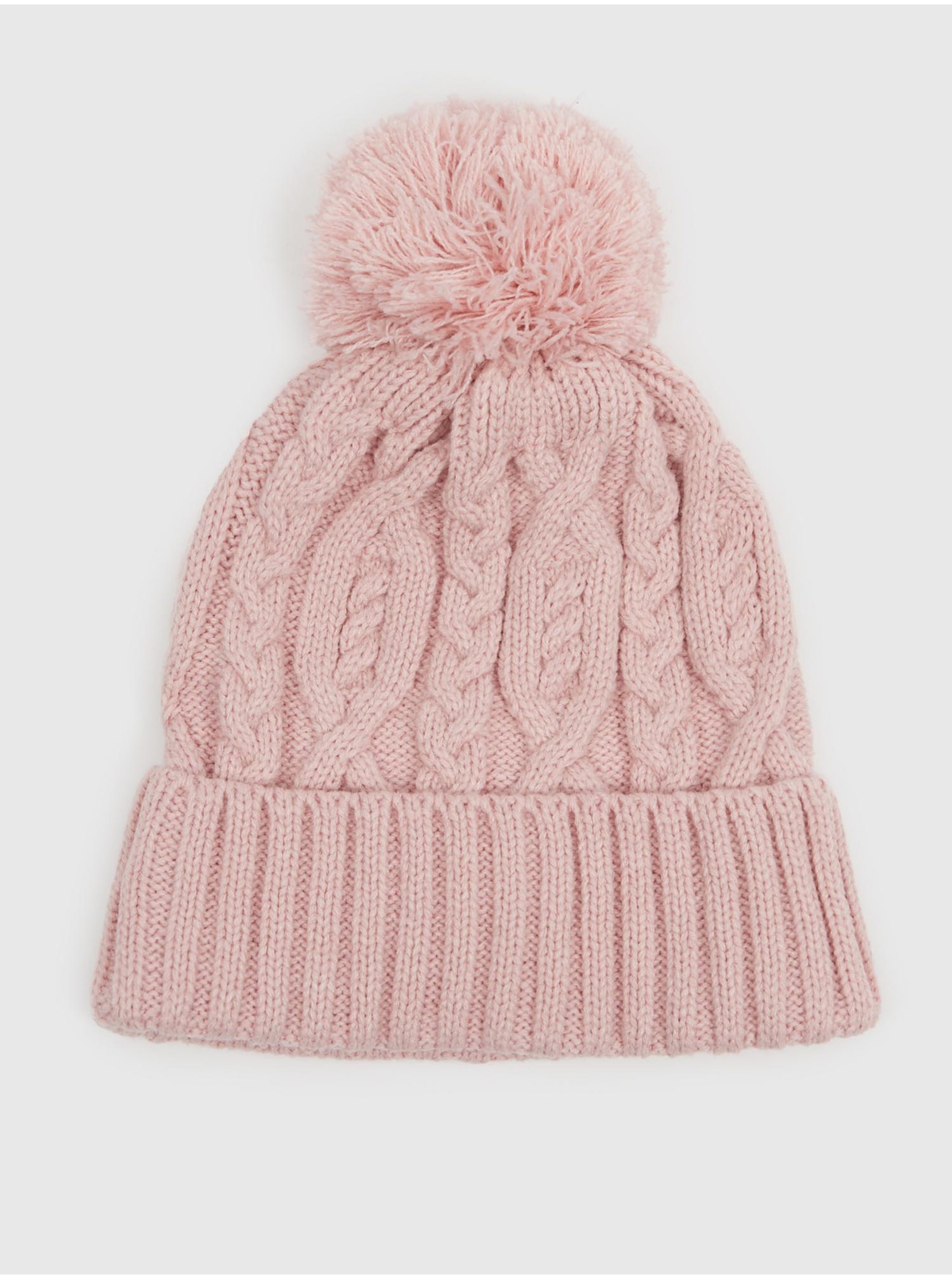 E-shop Růžová holčičí pletená zimní čepice GAP