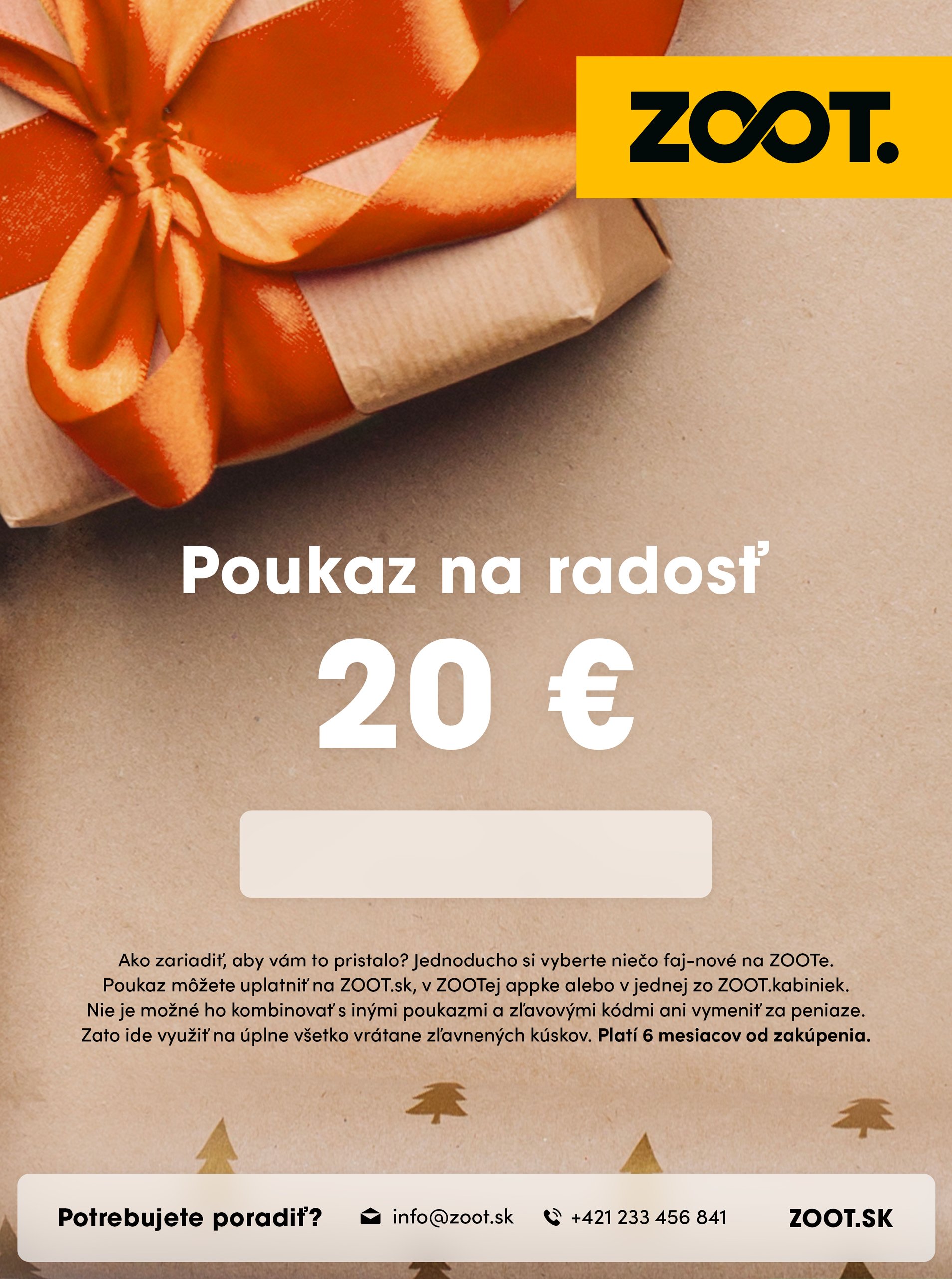 Lacno Vianočný elektronický poukaz zo ZOOTu v hodnote 20 €
