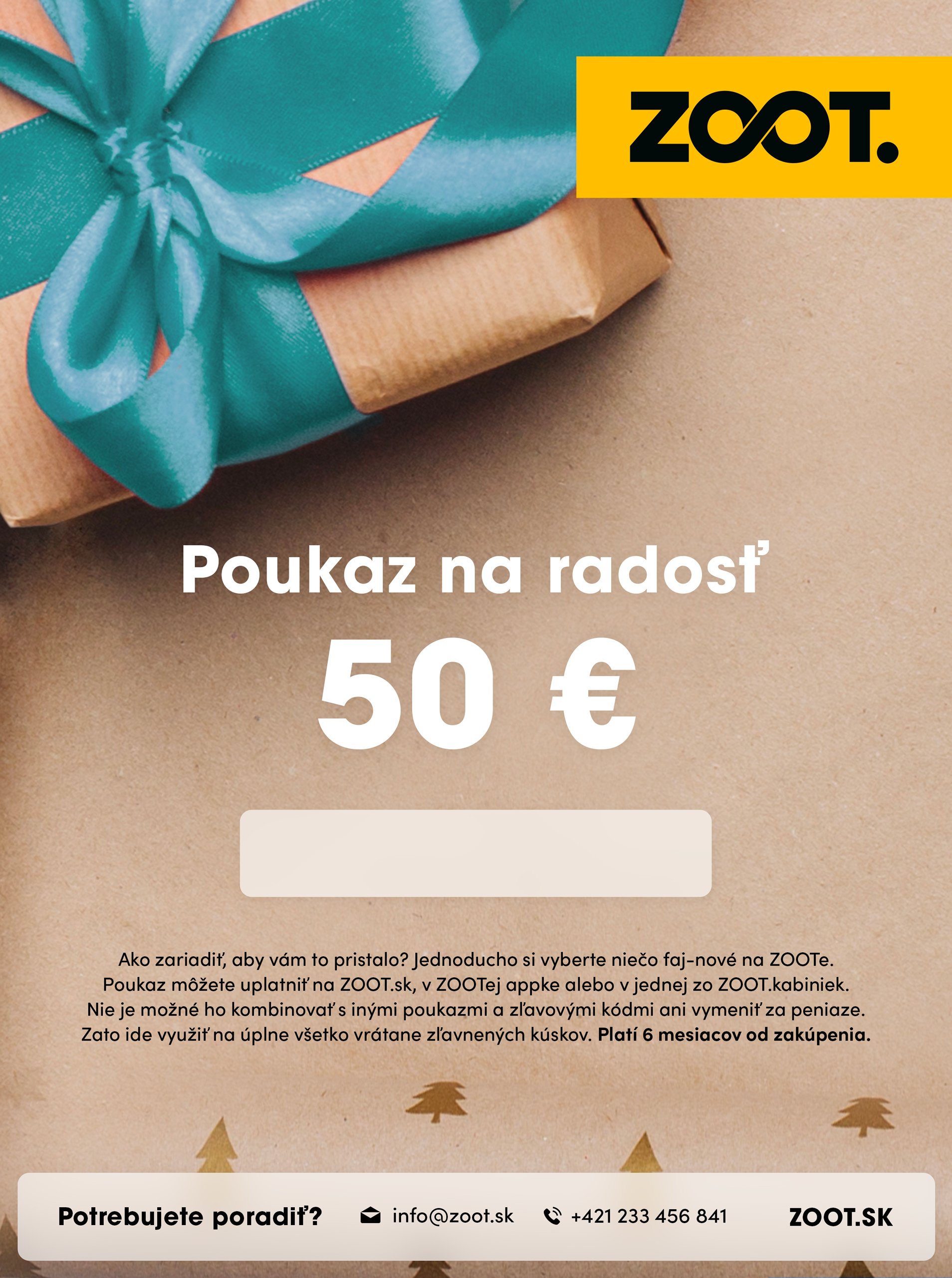 Lacno Vianočný elektronický poukaz zo ZOOTu v hodnote 50 €