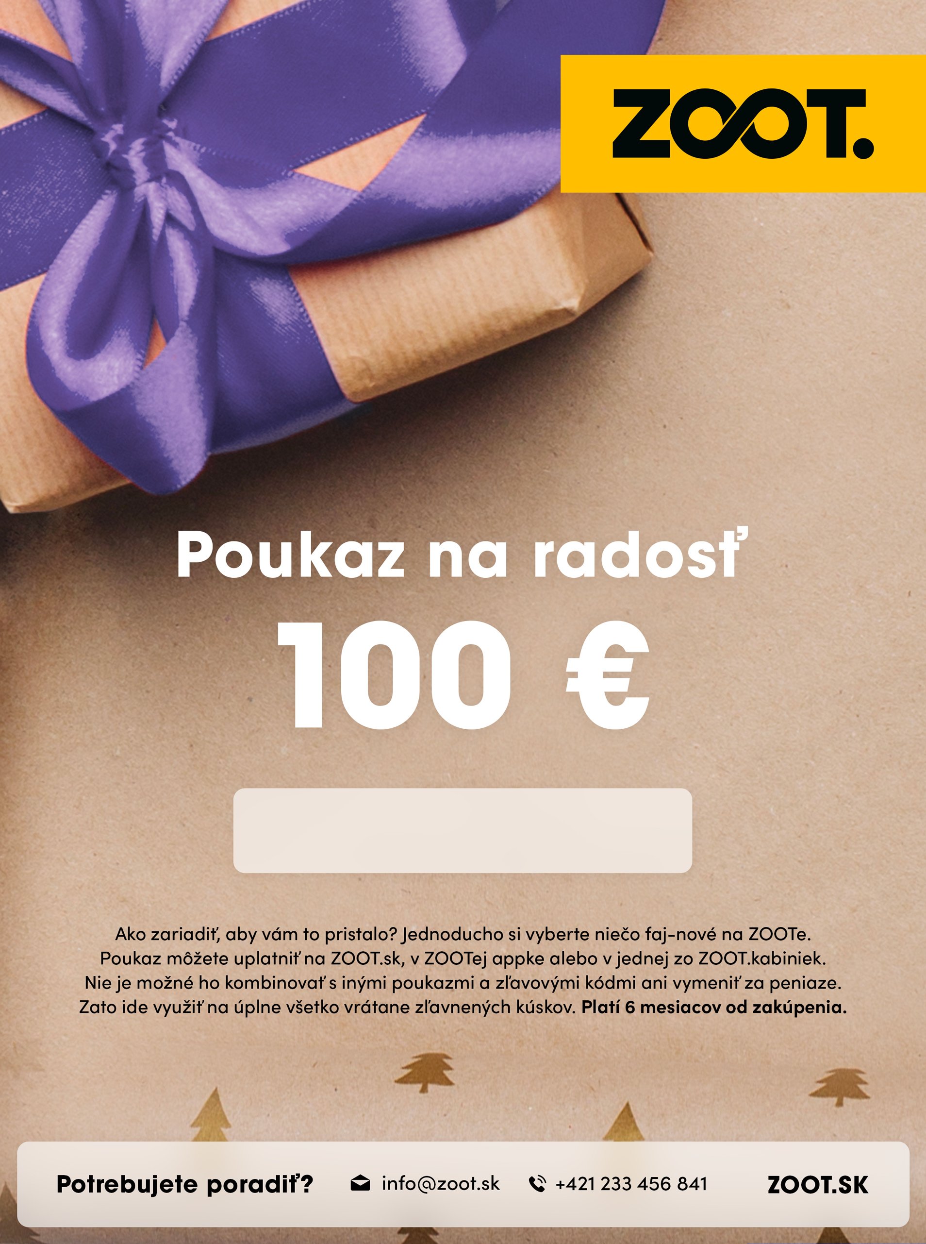 Lacno Vianočný elektronický poukaz zo ZOOTu v hodnote 100 €