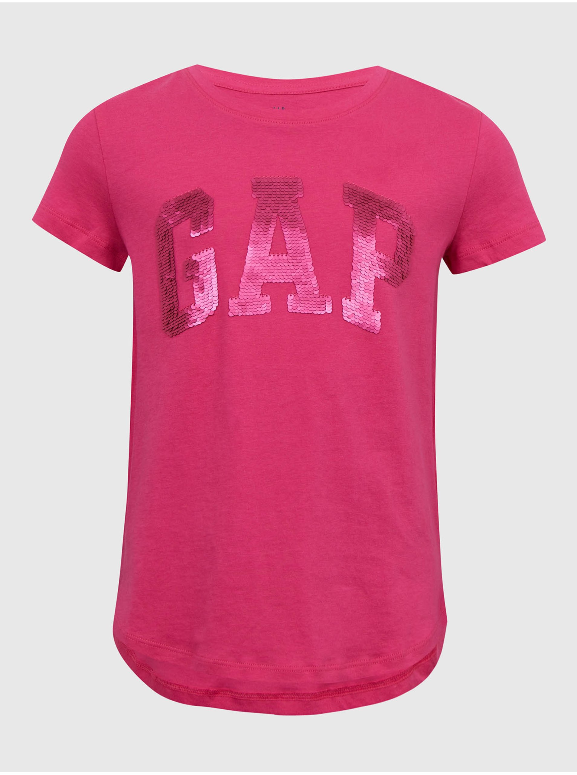 E-shop Tmavoružové dievčenské bavlnené tričko s logom GAP