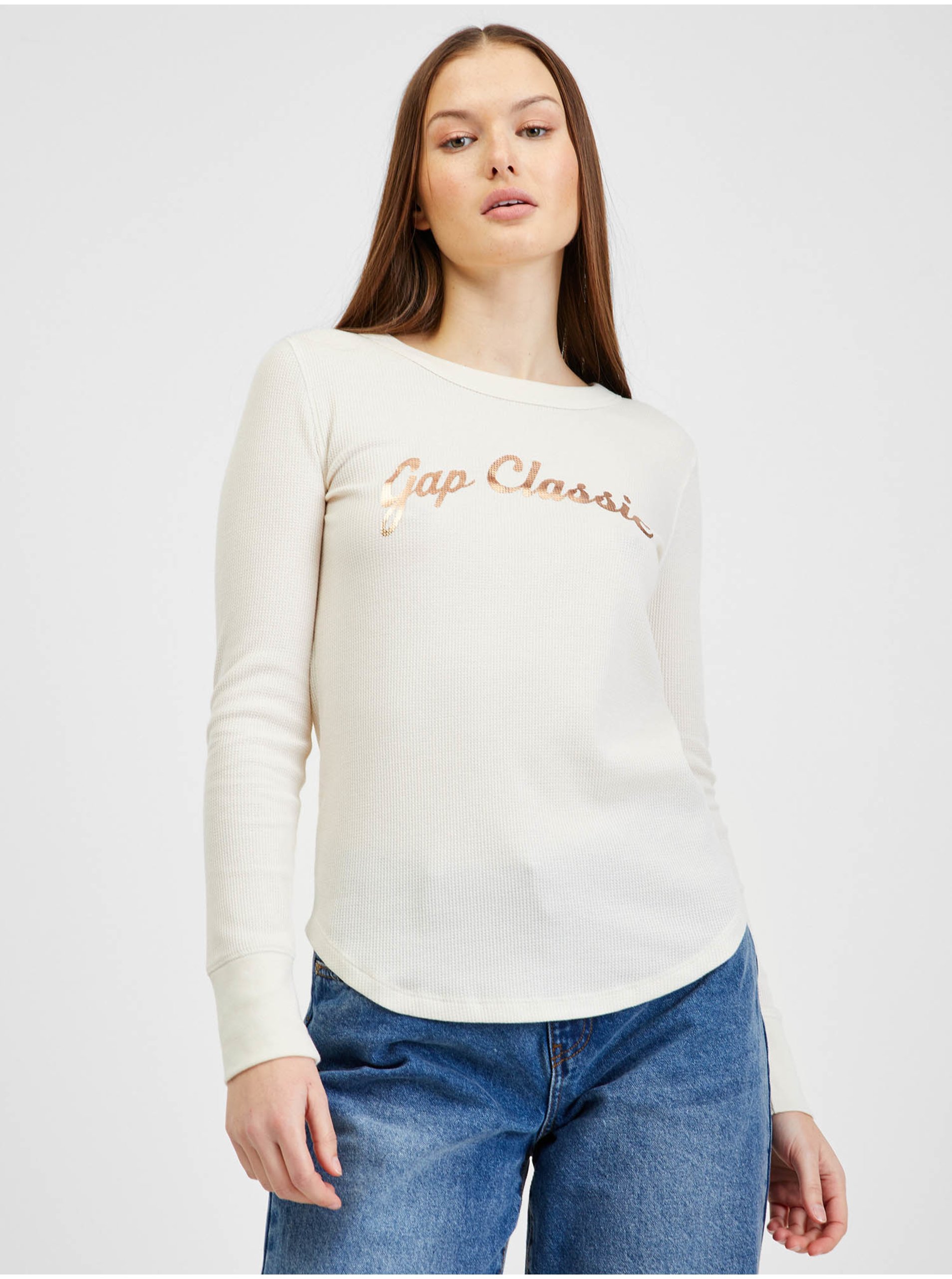 Lacno Krémové dámske tričko s nápisom GAP Classic