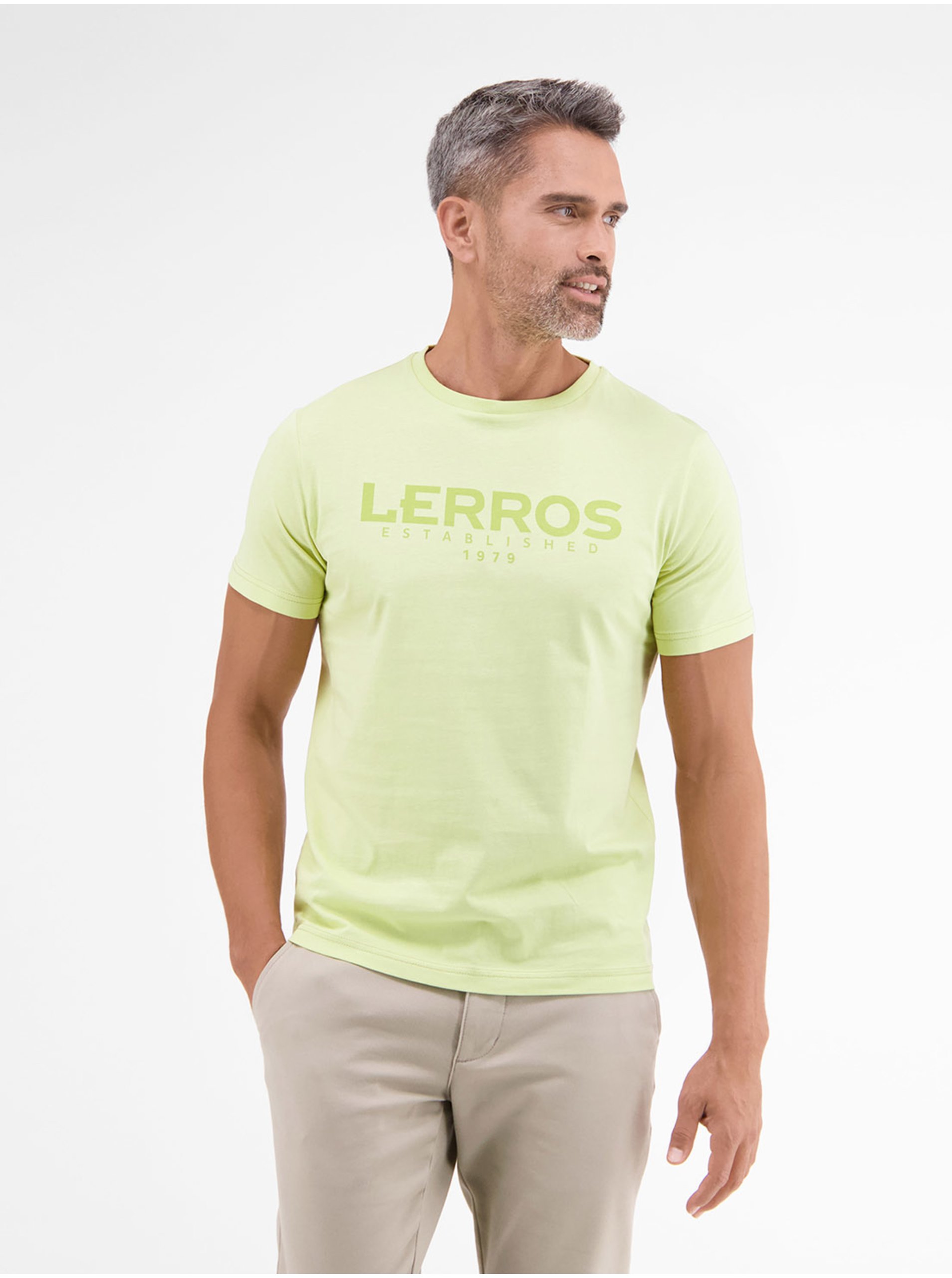Levně Světle zelené pánské tričko LERROS
