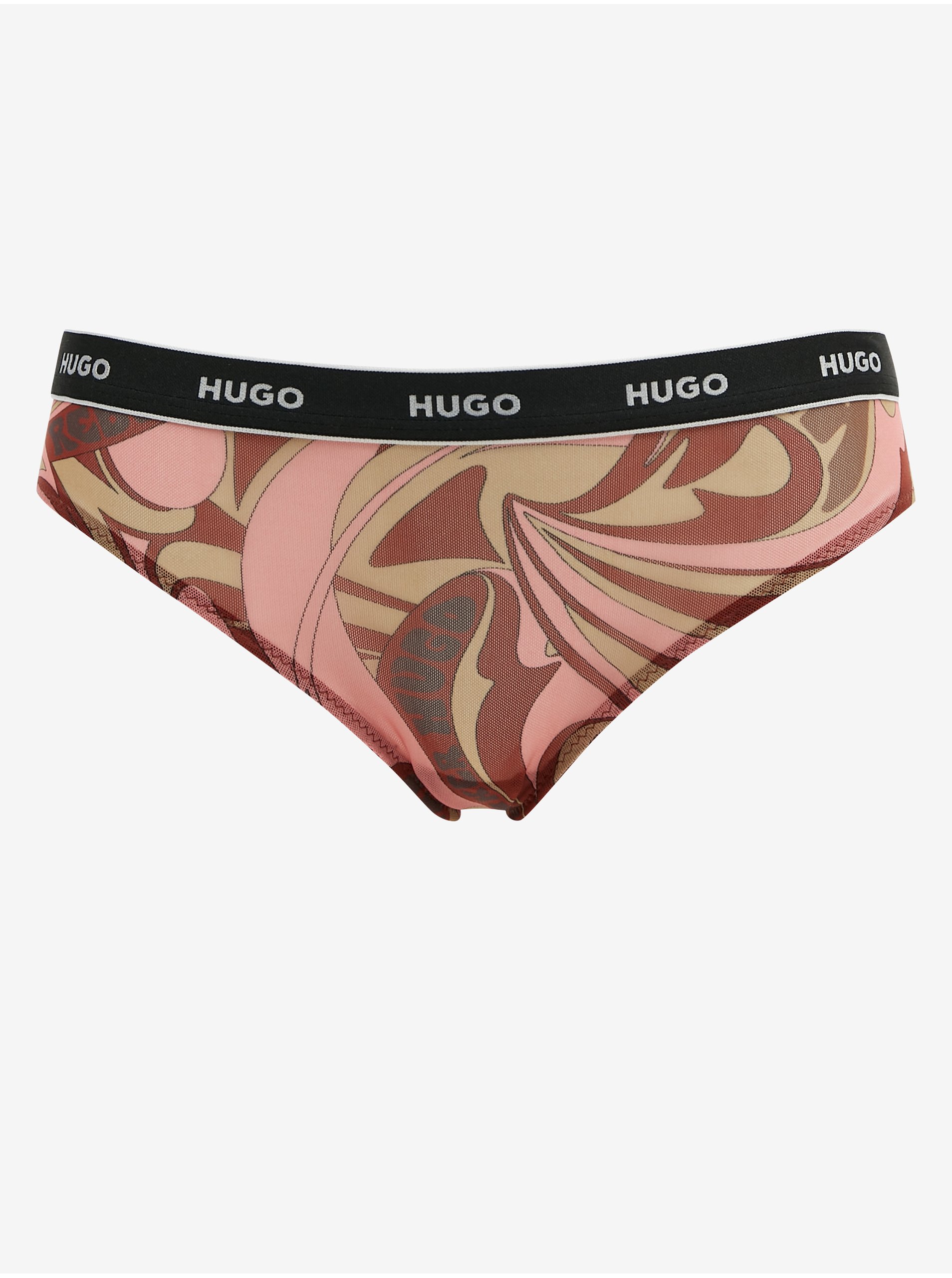 Levně Růžové dámské vzorované kalhotky HUGO