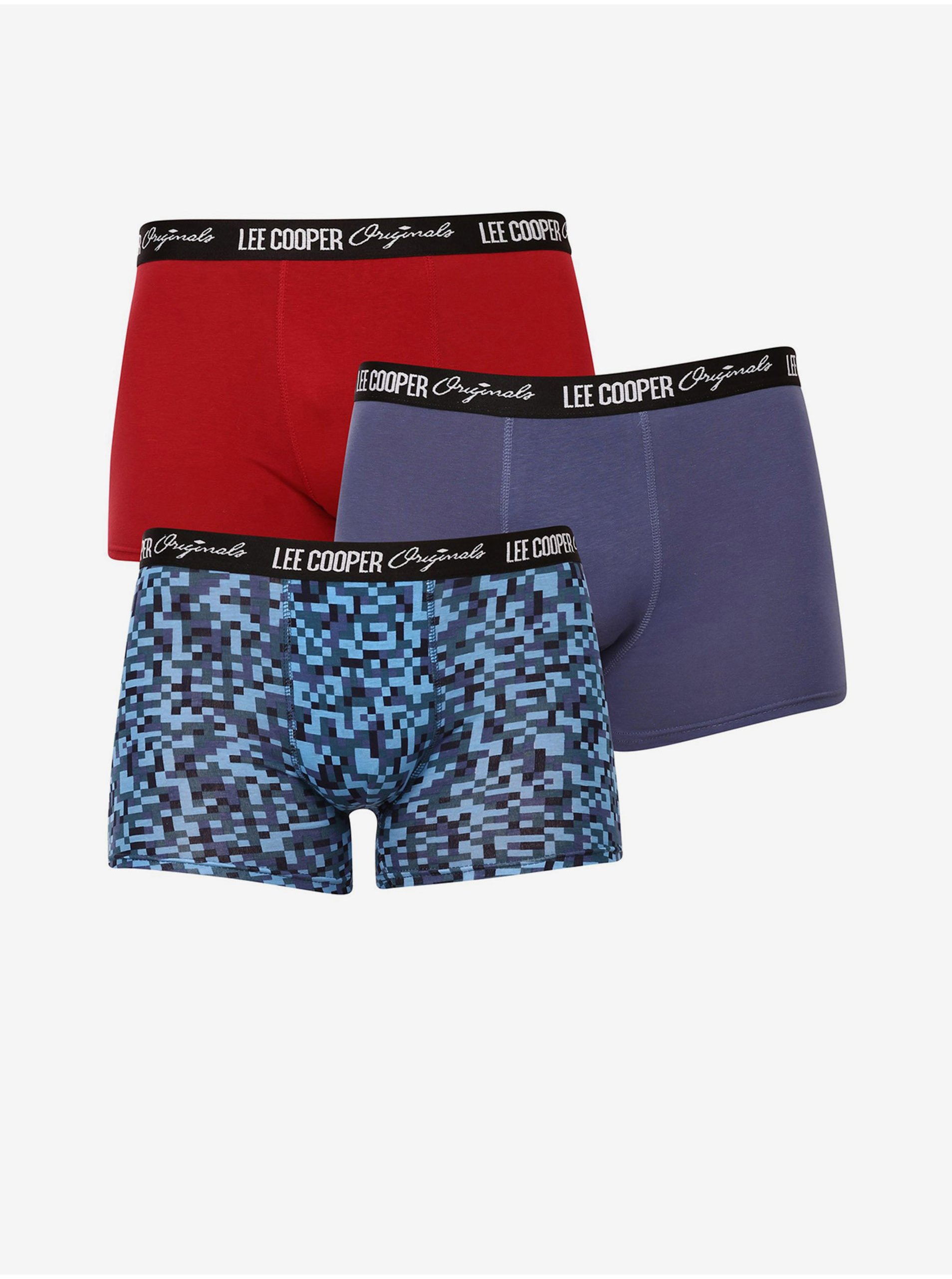 Levně Sada tří pánských boxerek v modré, fialové a červené barvě Lee Cooper