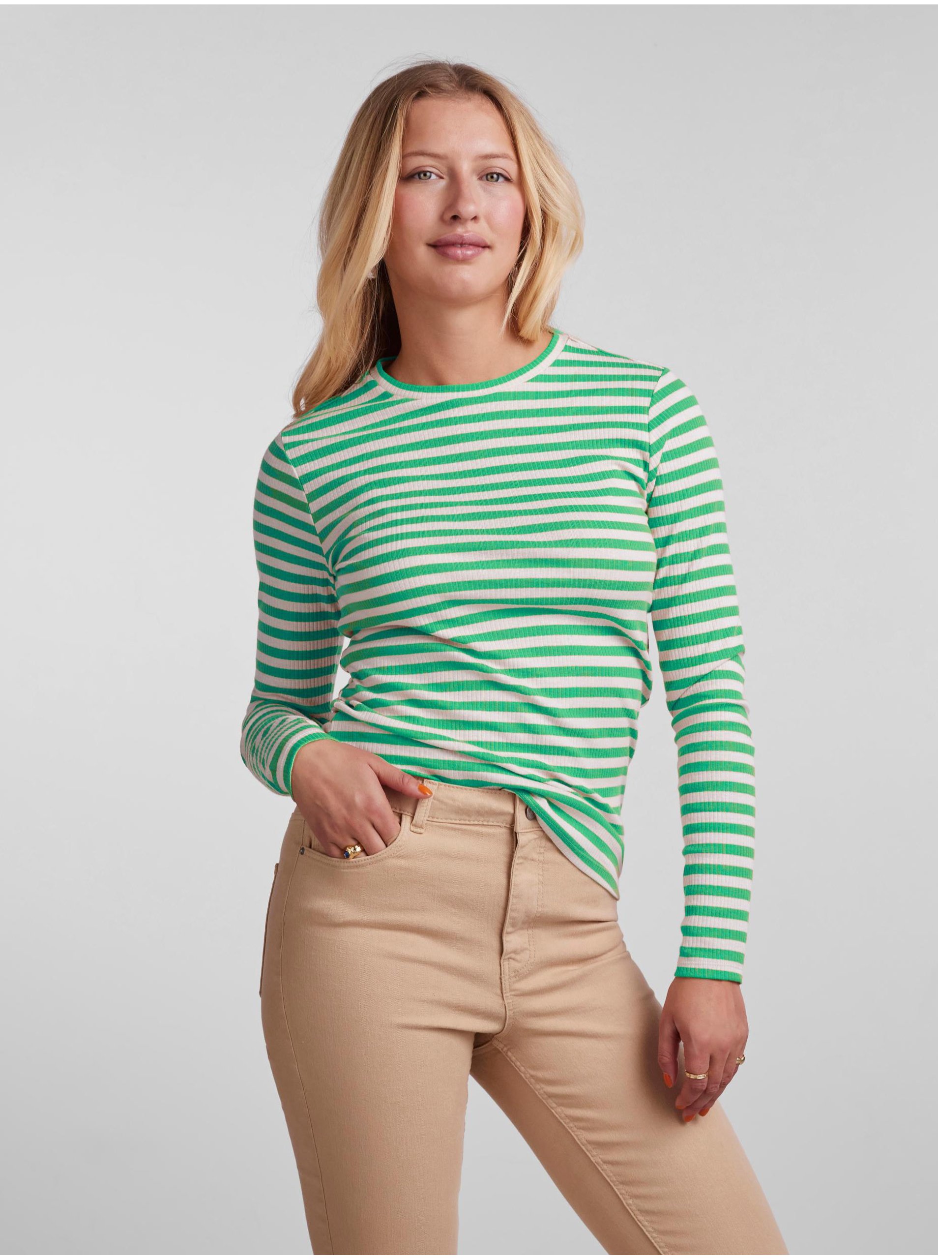 Lacno Topy a tričká pre ženy Pieces - zelená, biela