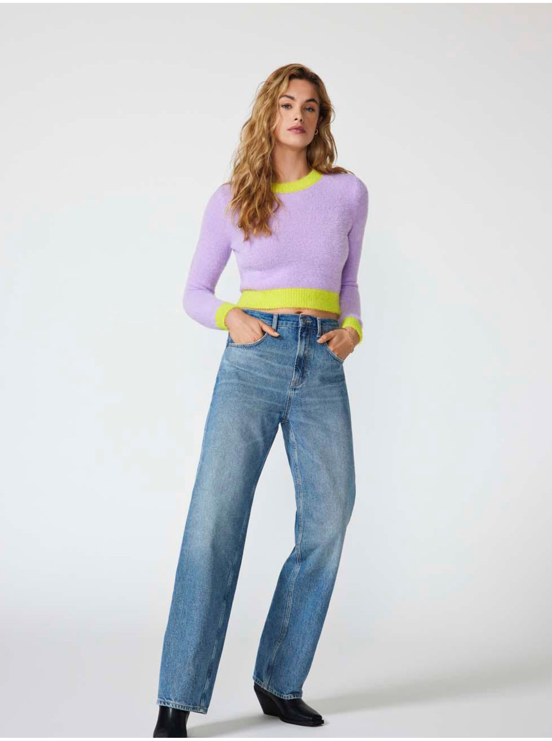 E-shop Modré dámské široké džíny ONLY Dean