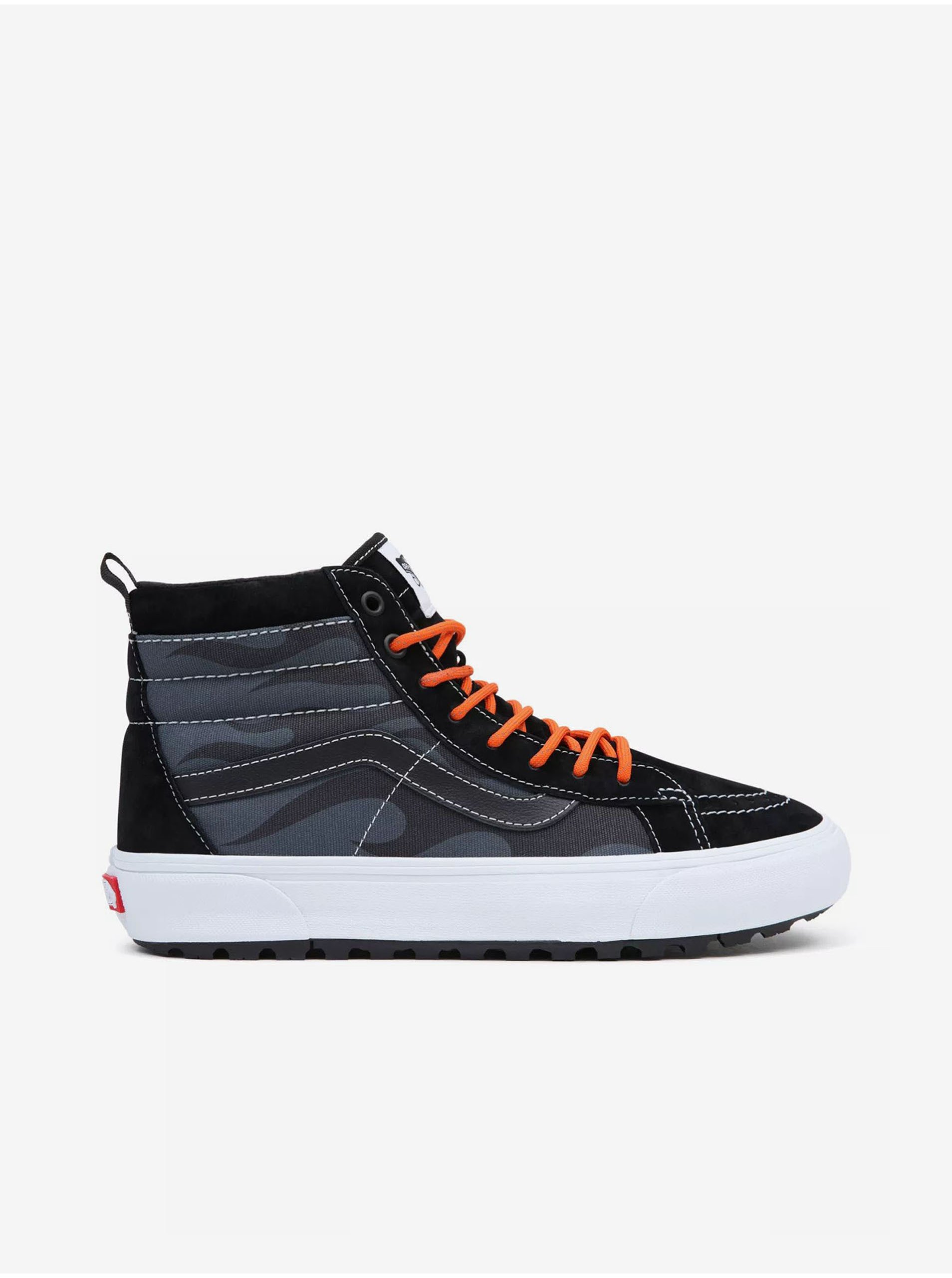 Levně Černo-šedé pánské kotníkové tenisky se semišovými detaily VANS UA SK8-Hi Mte-1