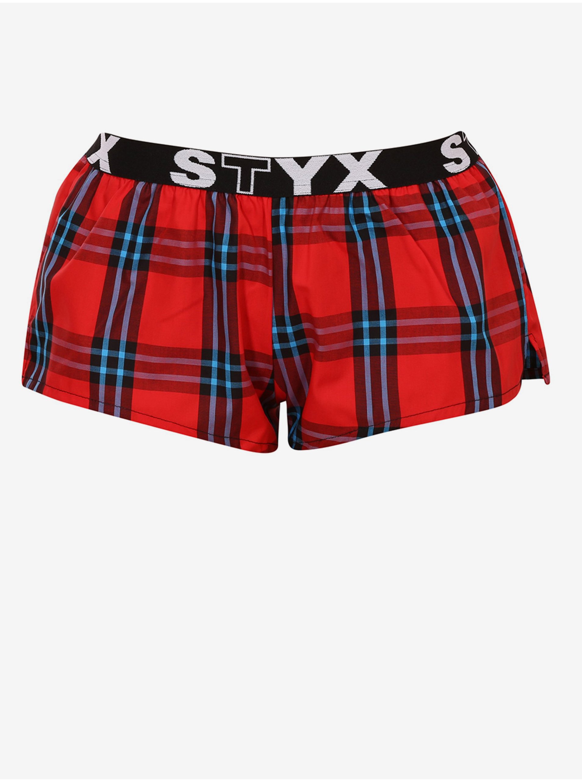 Levně Černo-červené dámské kostkované trenýrky na spaní Styx