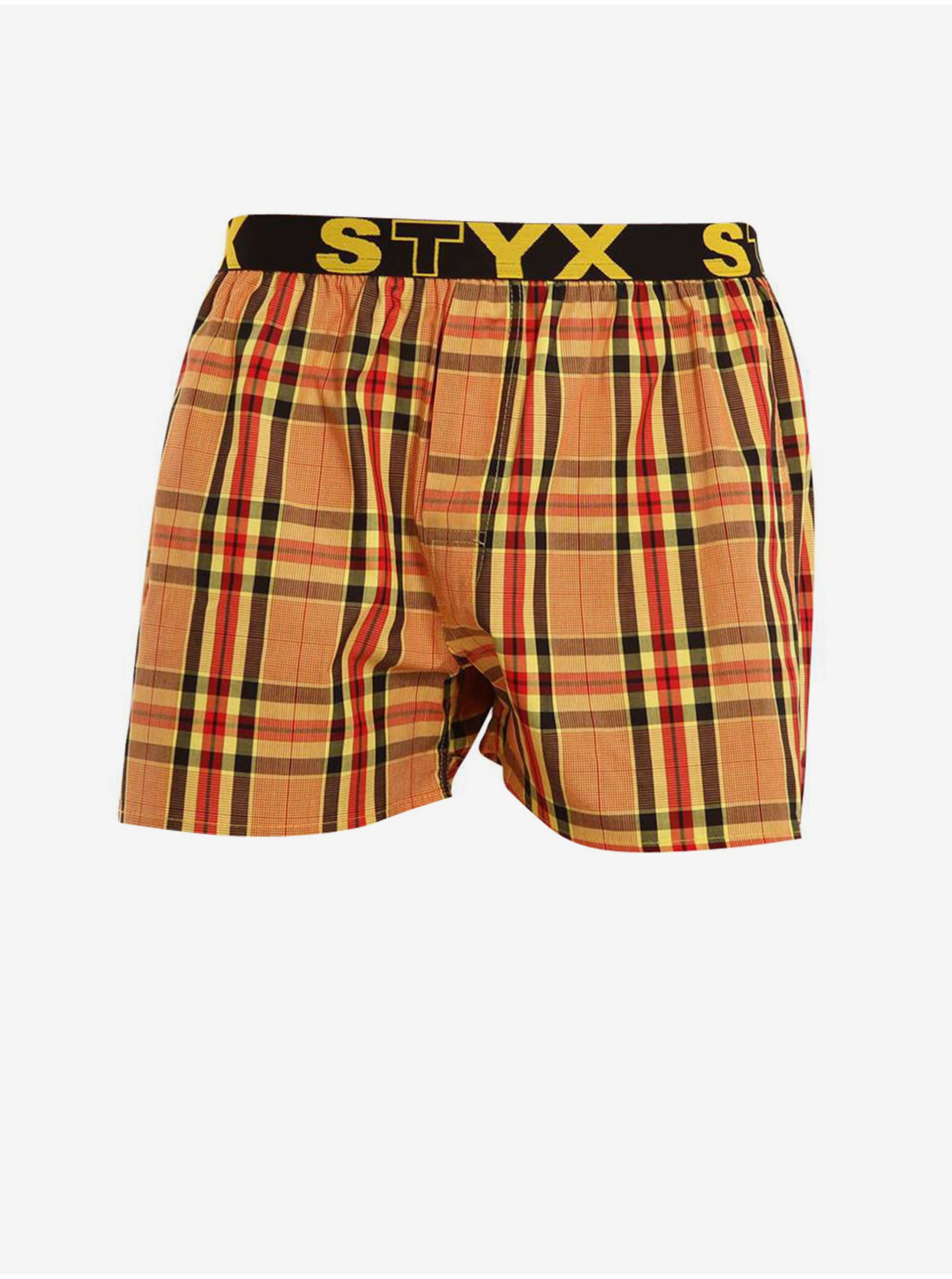 Žluto-oranžové pánské kostkované trenýrky Styx