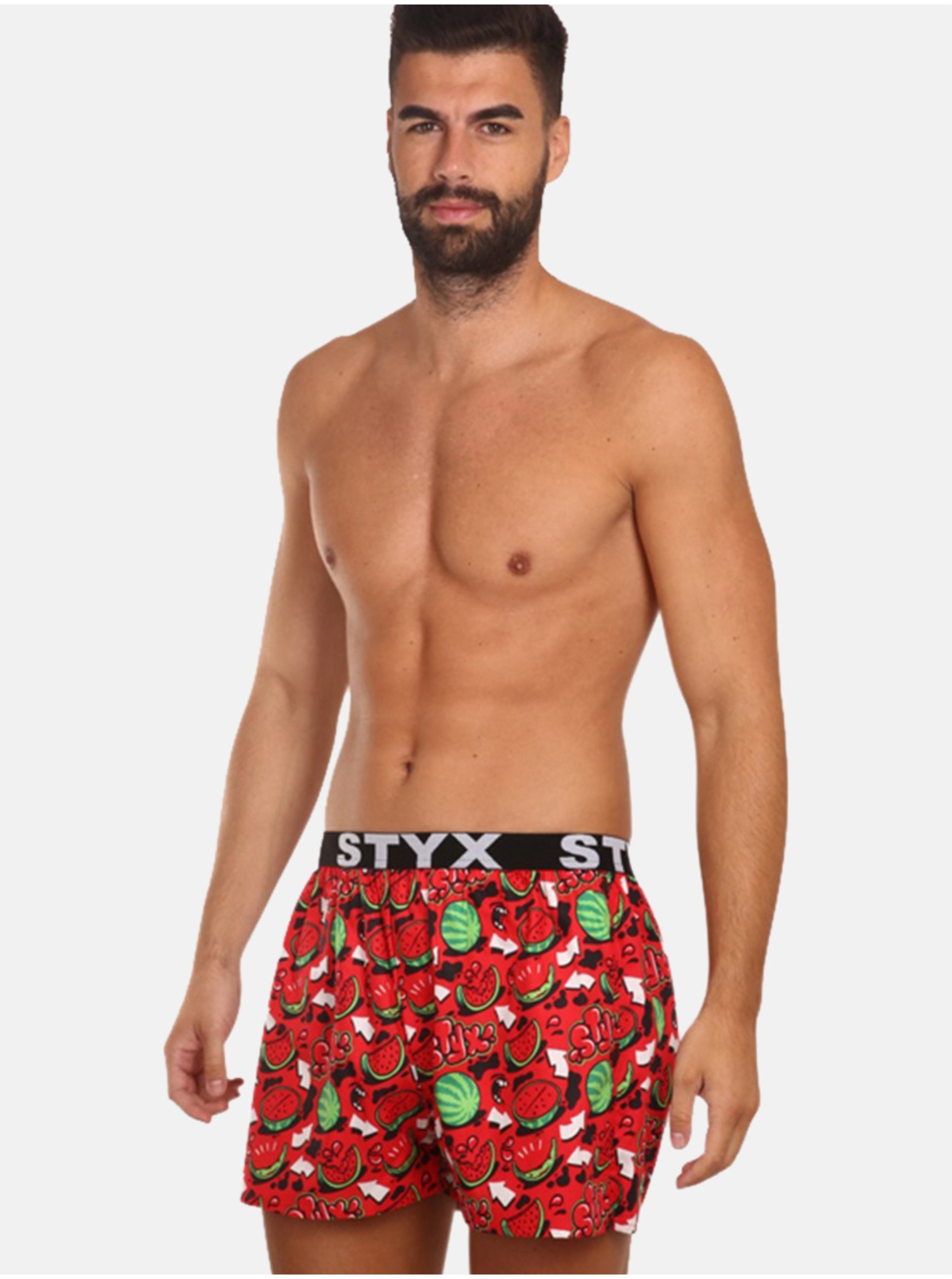 Červené pánské vzorované trenýrky Styx