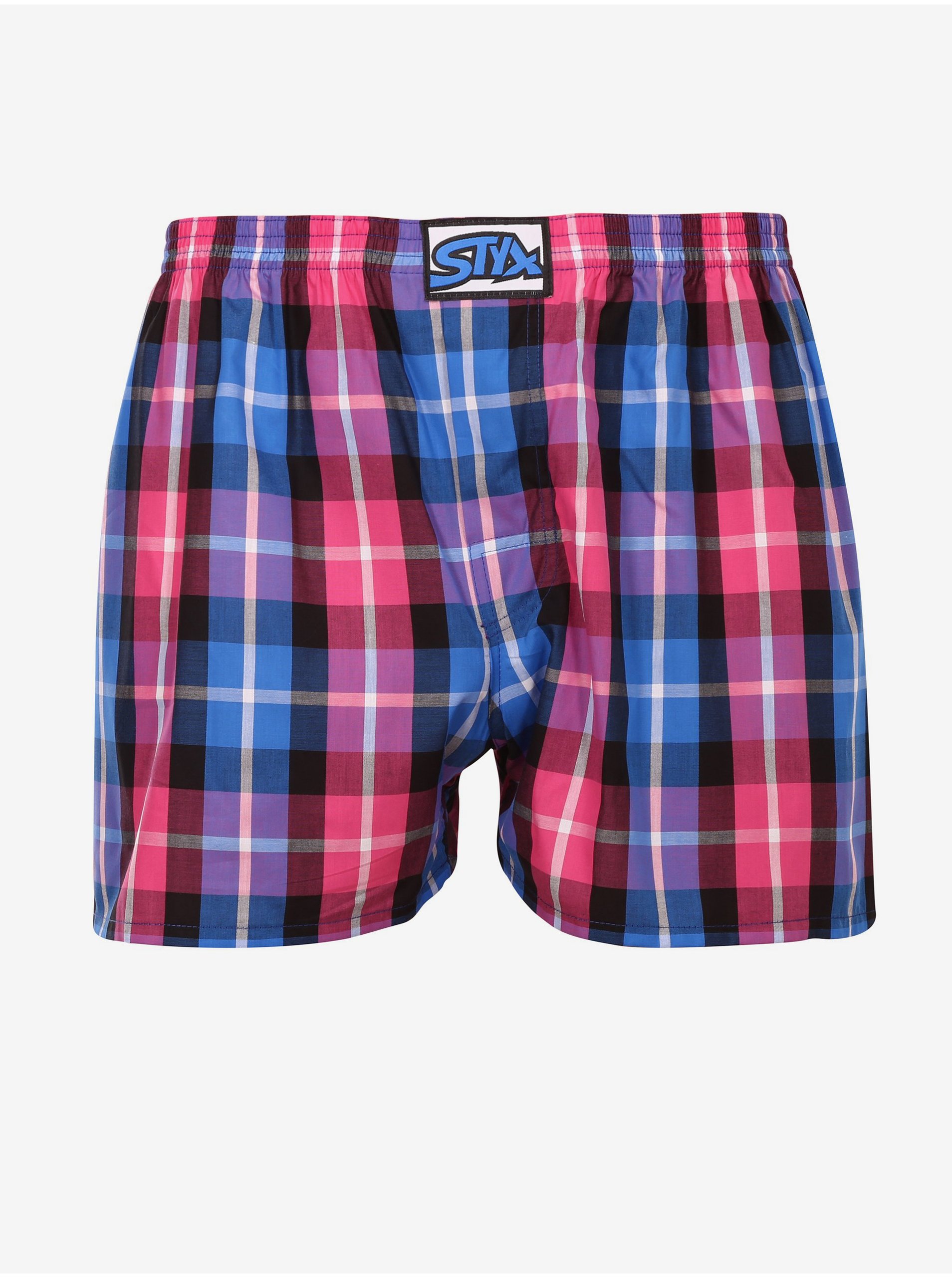 Růžovo-modré pánské kostkované trenýrky Styx