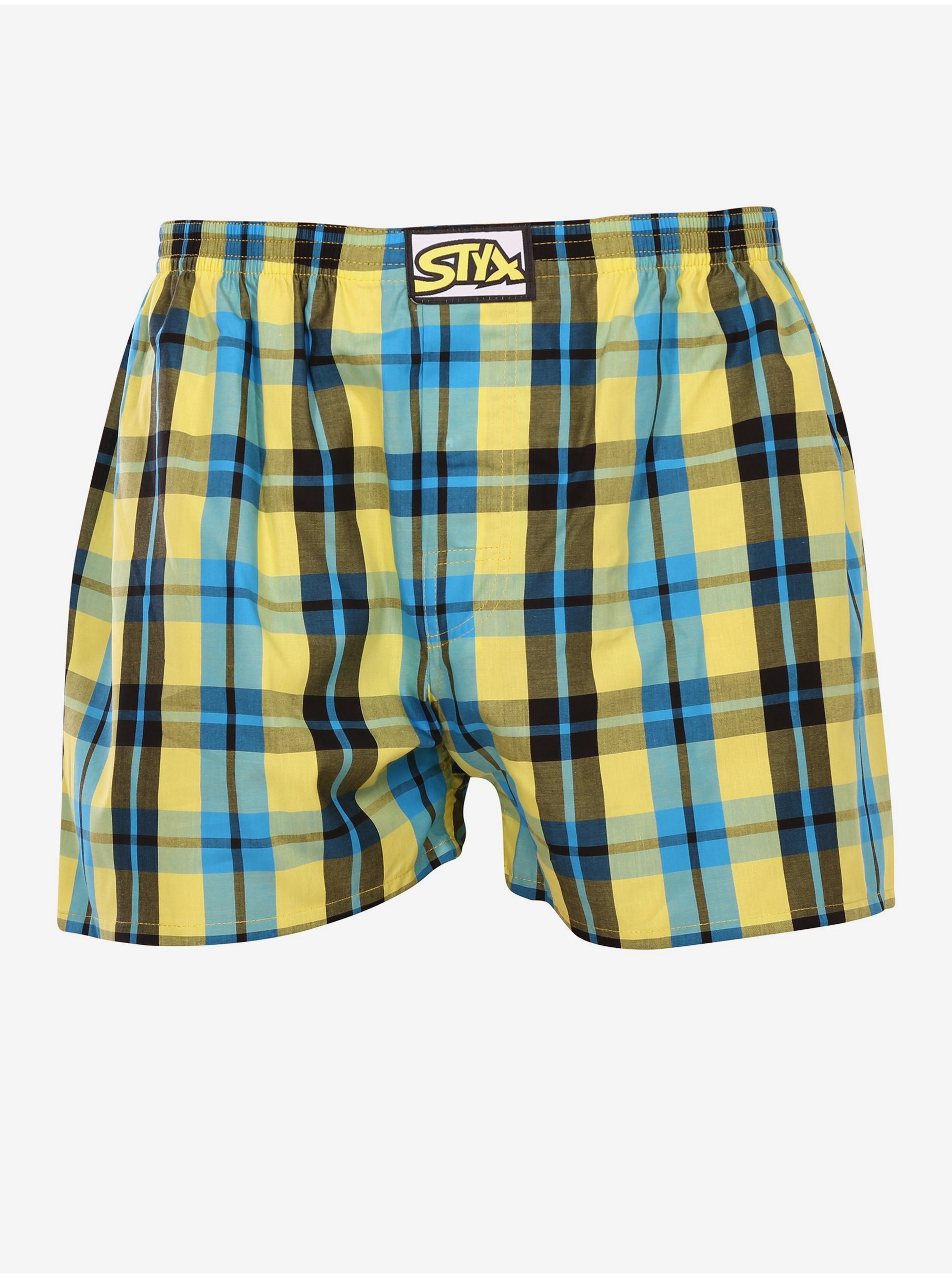 Modro-žluté pánské kostkované trenýrky Styx
