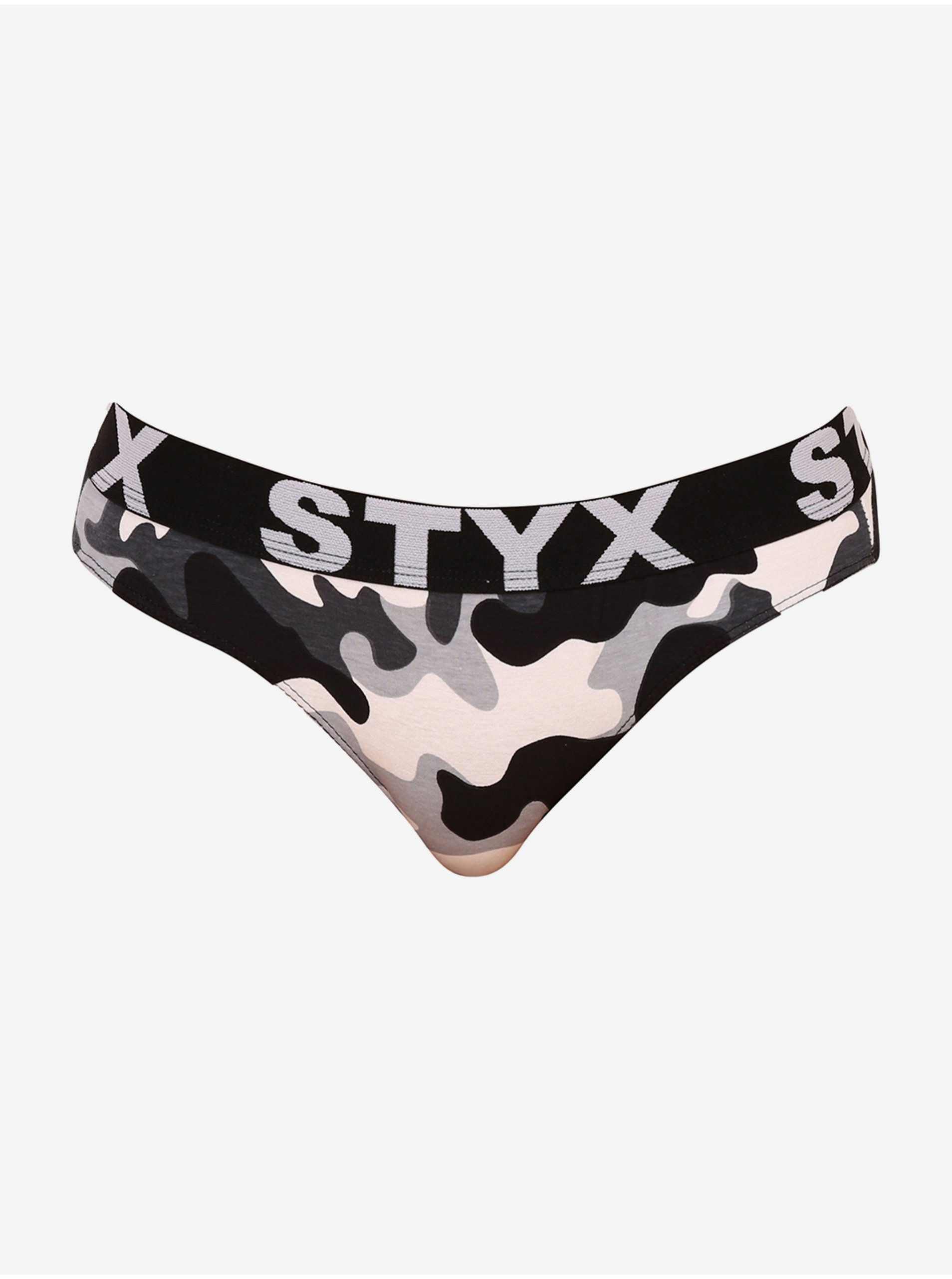 Levně Bílo-šedé dámské army kalhotky Styx art Maskáč