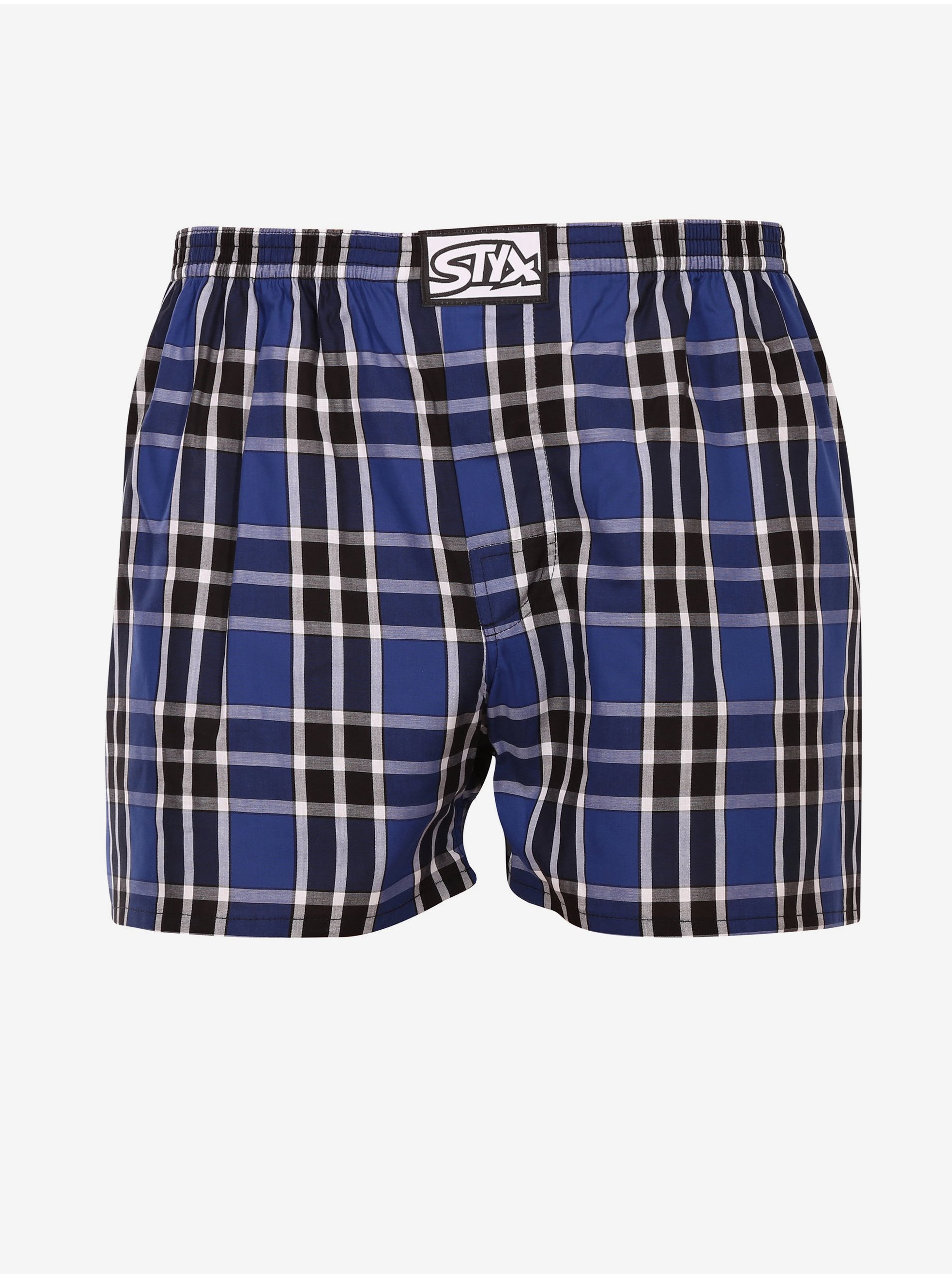 Černo-modré pánské kostkované trenýrky Styx klasická
