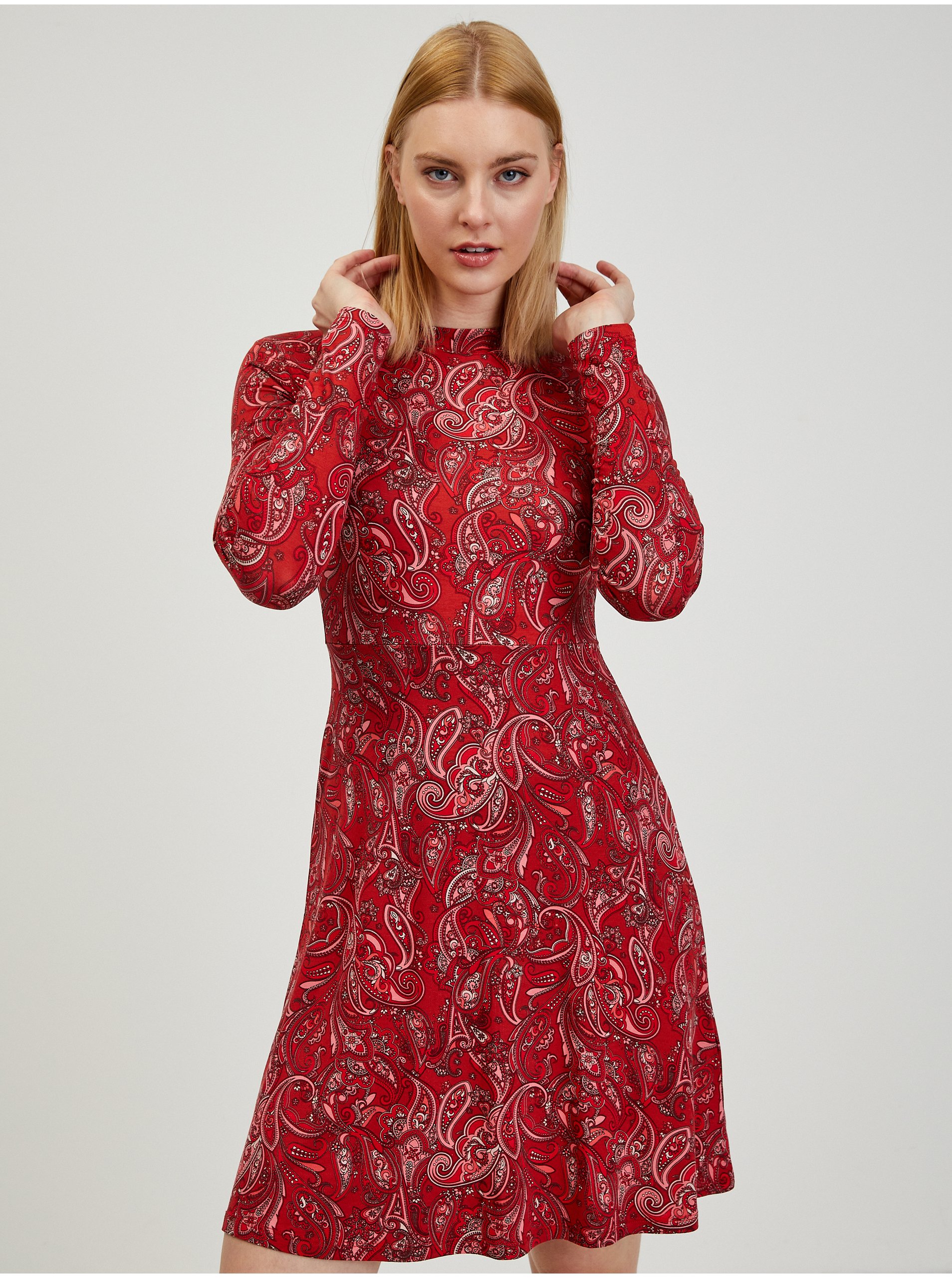 Levně Červené dámské vzorované šaty ORSAY