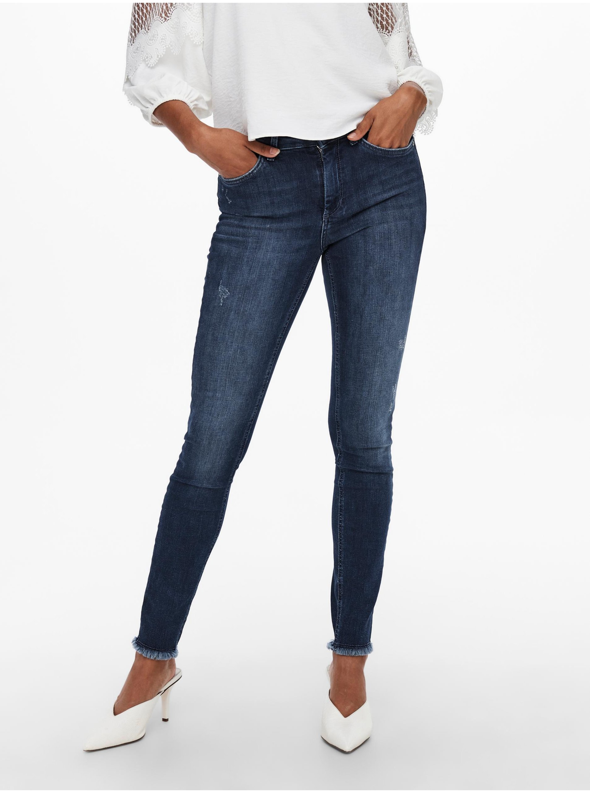E-shop Tmavě modré skinny džíny ONLY Blush
