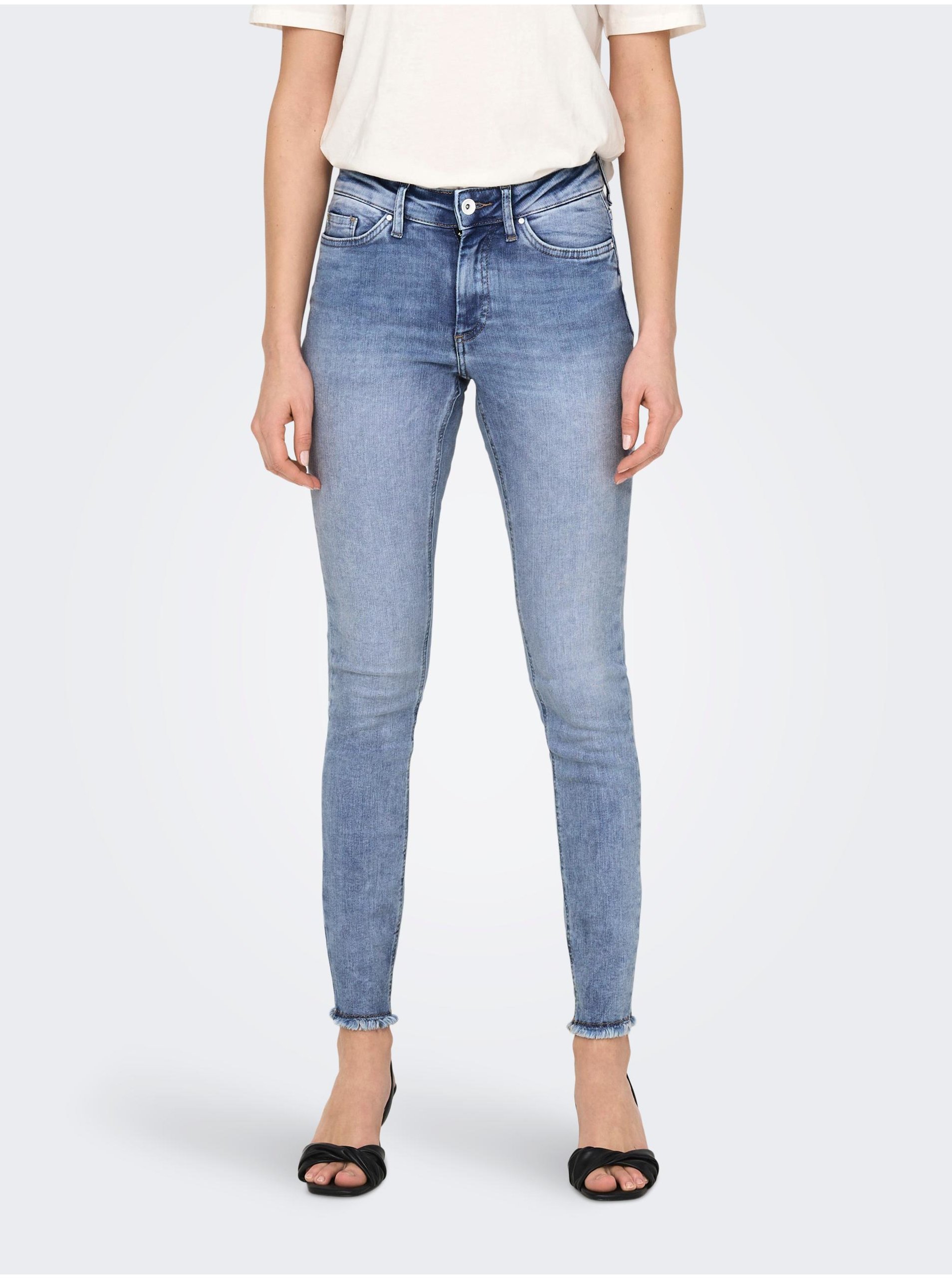 Levně Modré dámské skinny fit džíny s vyšisovaným efektem ONLY Blush