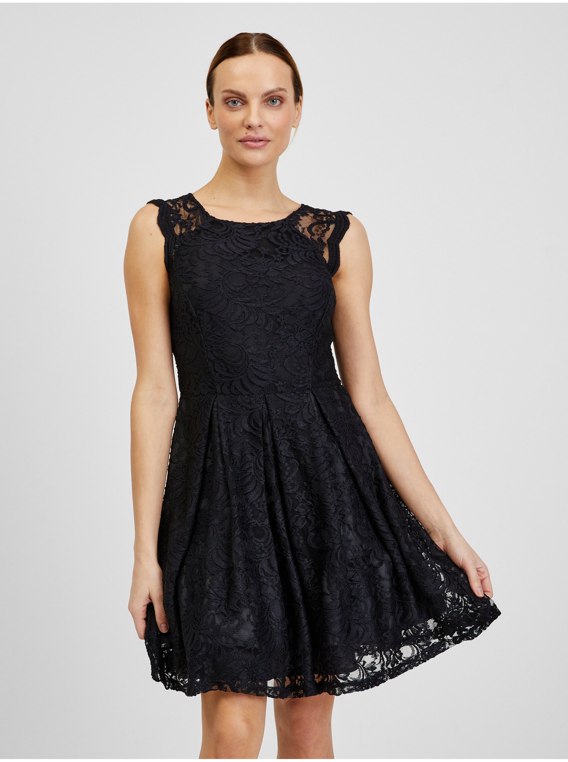 Levně Černé dámské krajkované šaty ORSAY