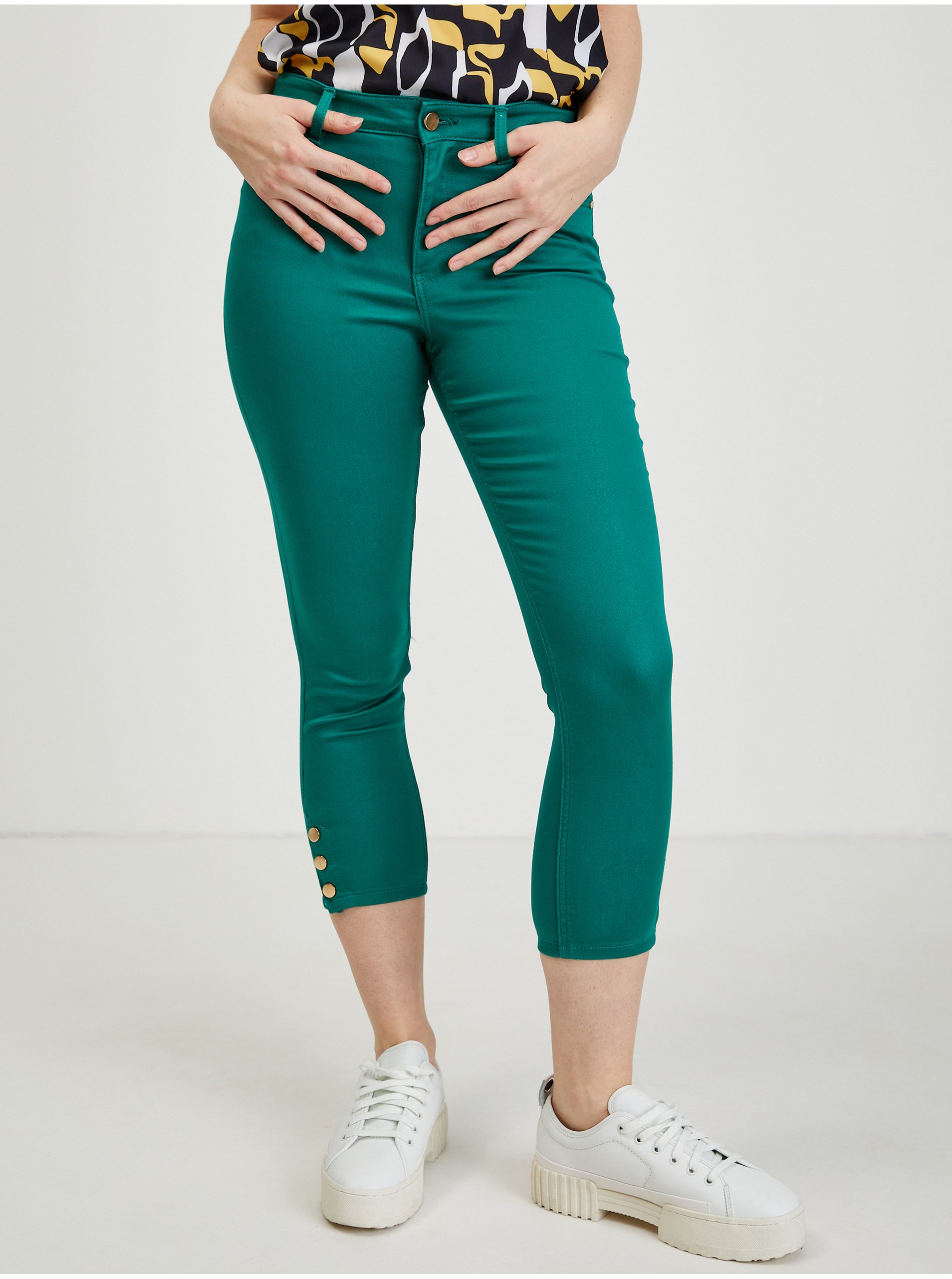 Levně Zelené dámské zkrácené kalhoty ORSAY