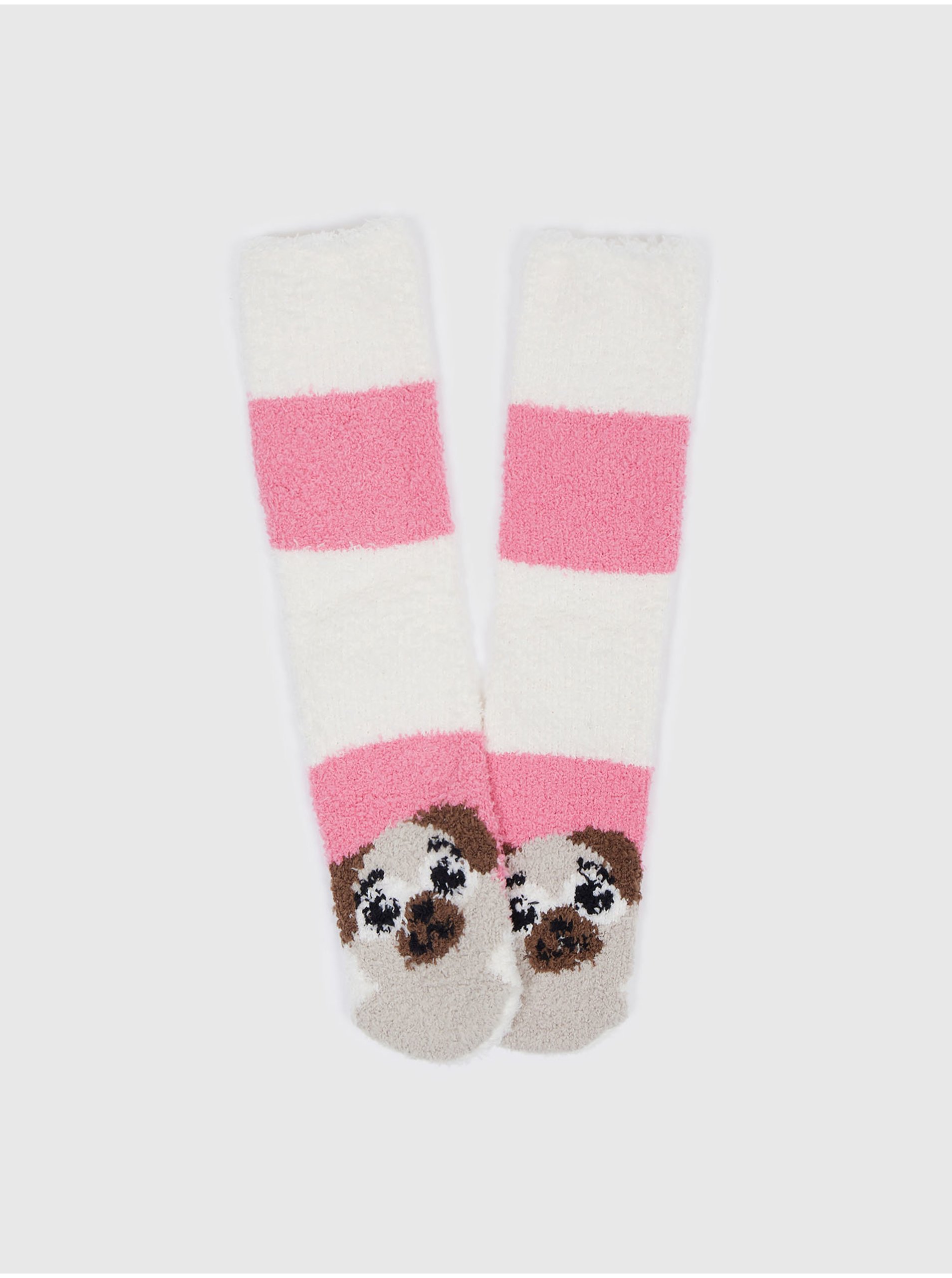 Lacno Bielo-ružové dámske pruhované ponožky GAP