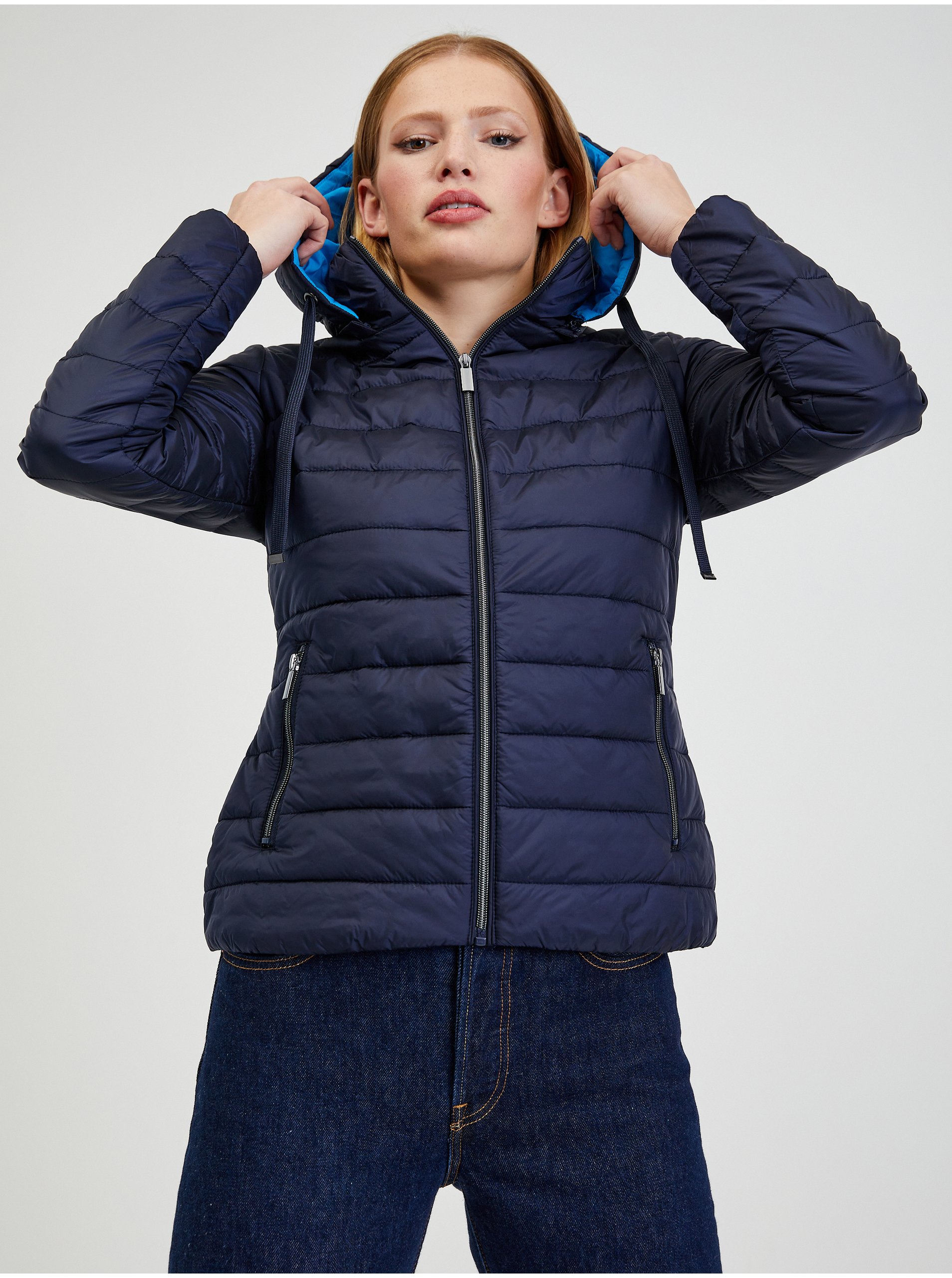 E-shop Tmavě modrá dámská zimní prošívaná bunda ORSAY