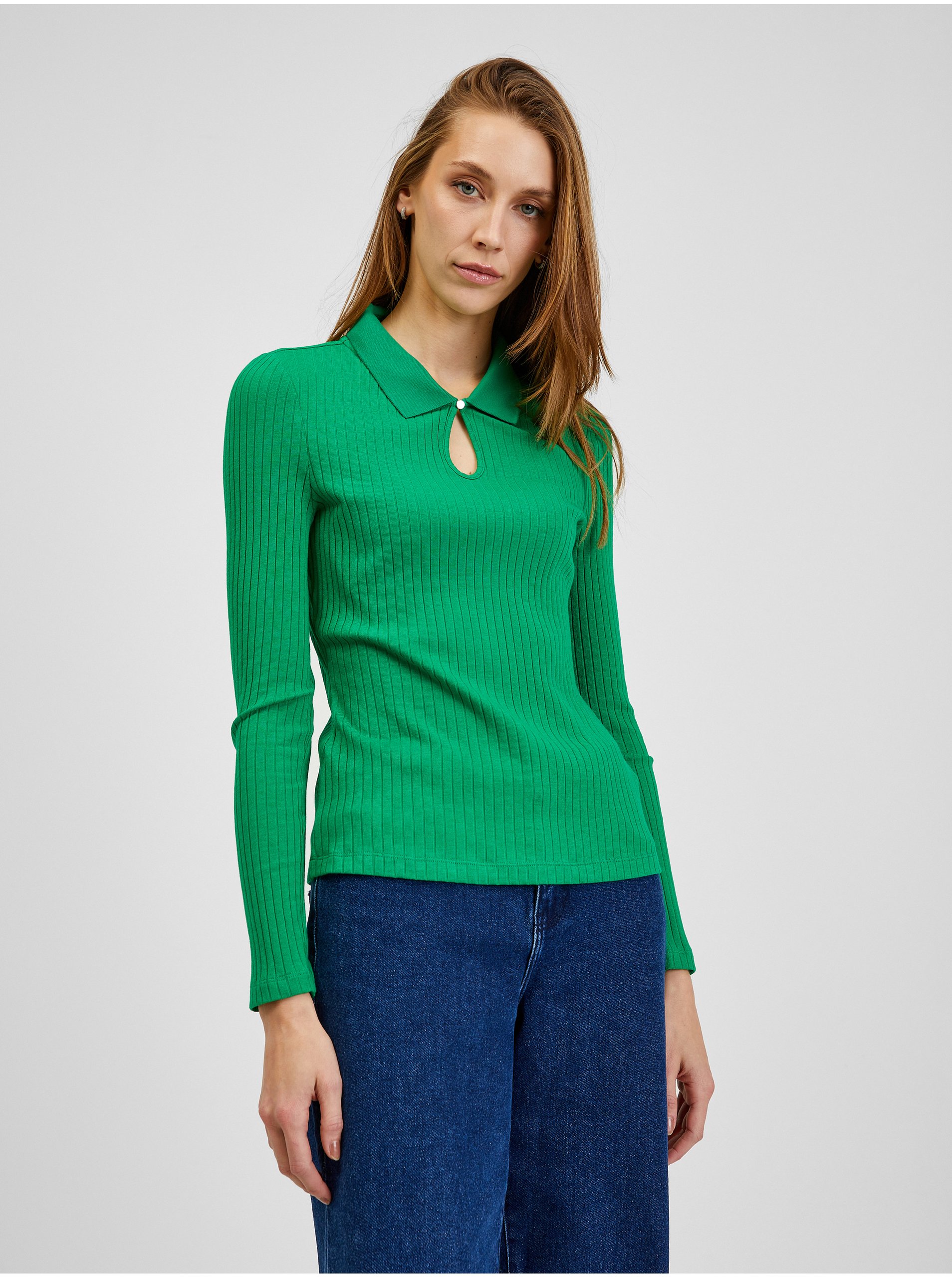 Lacno Tričká s dlhým rukávom pre ženy ORSAY - zelená