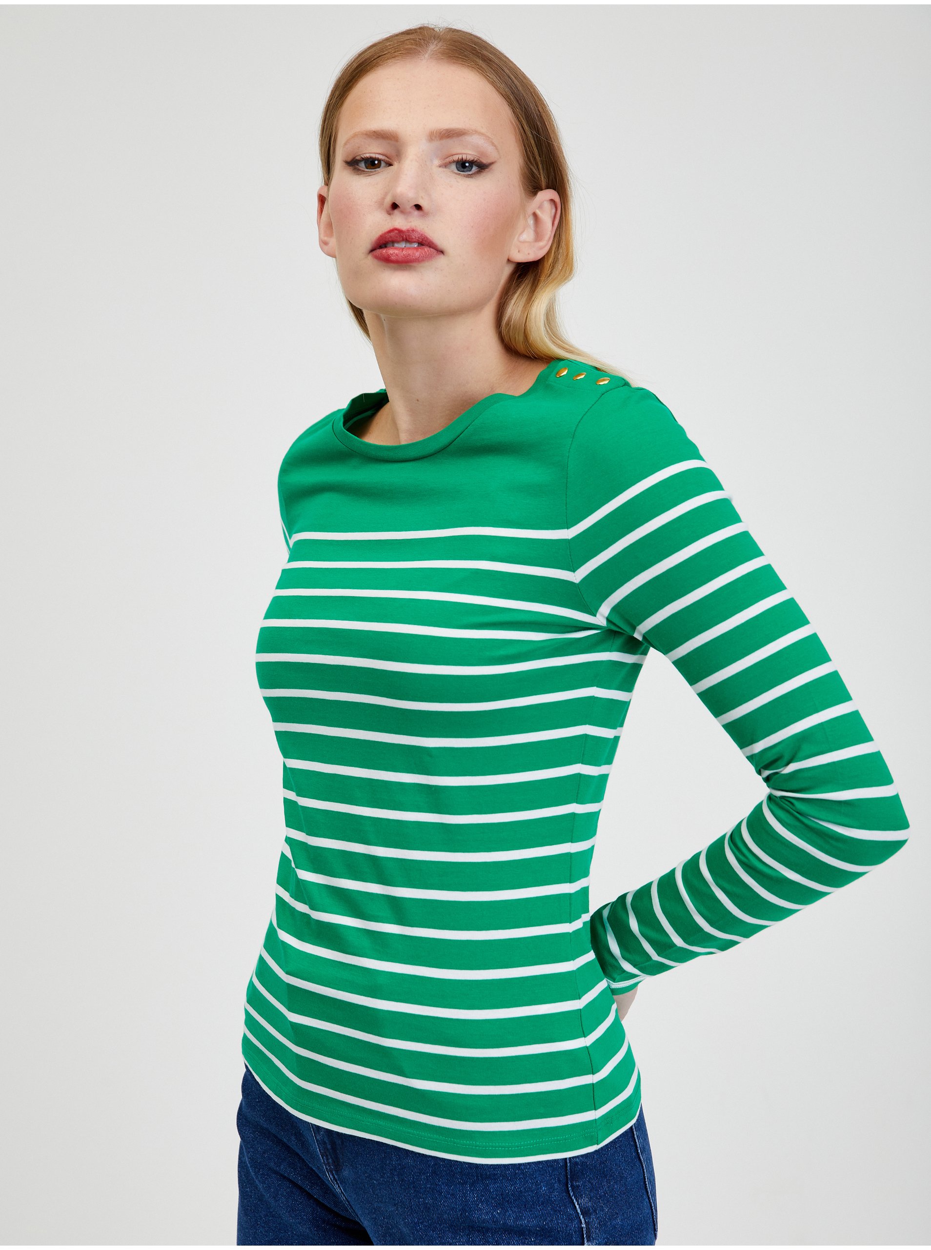 Lacno Tričká s dlhým rukávom pre ženy ORSAY - zelená, biela