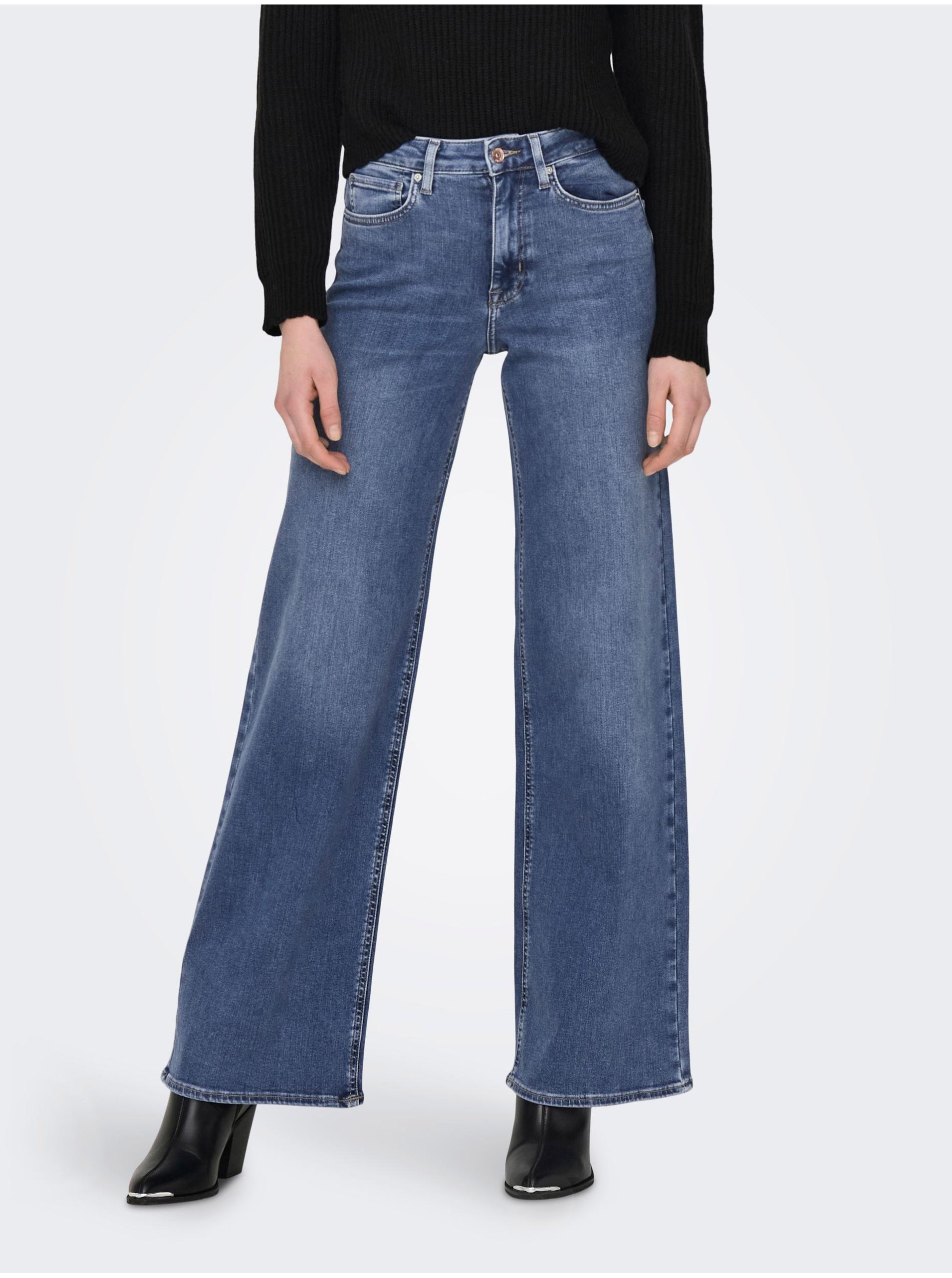 Levně Modré dámské široké džíny ONLY Madison