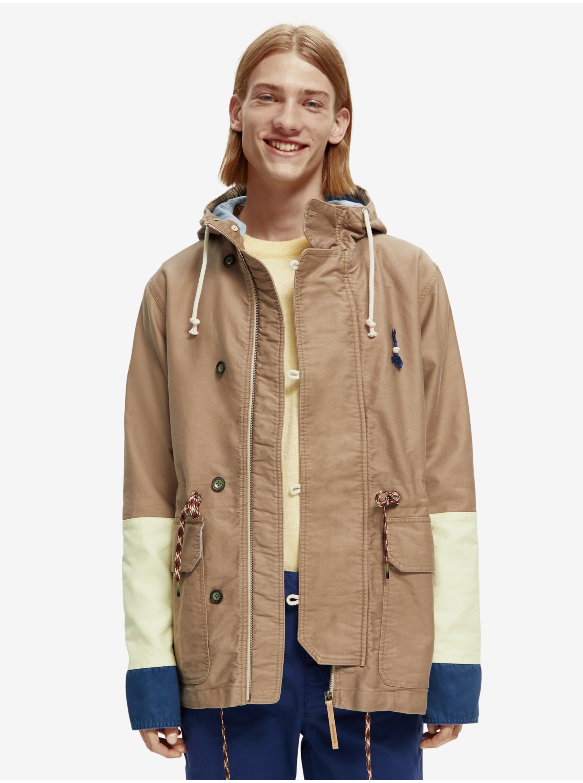 Levně Světle hnědá pánská parka s kapucí Scotch & Soda