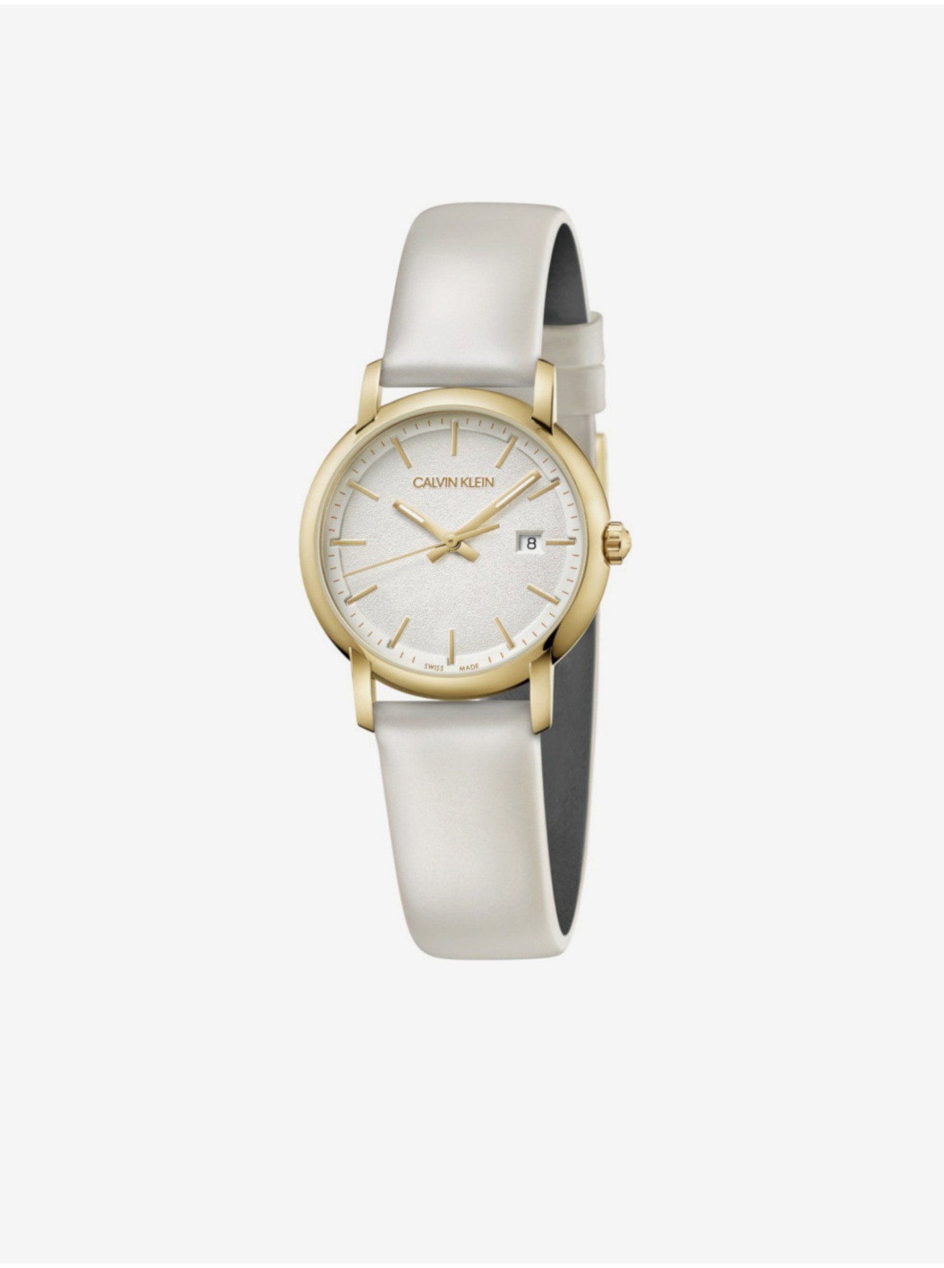 Levně Perleťově bílé dámské hodinky Calvin Klein Established