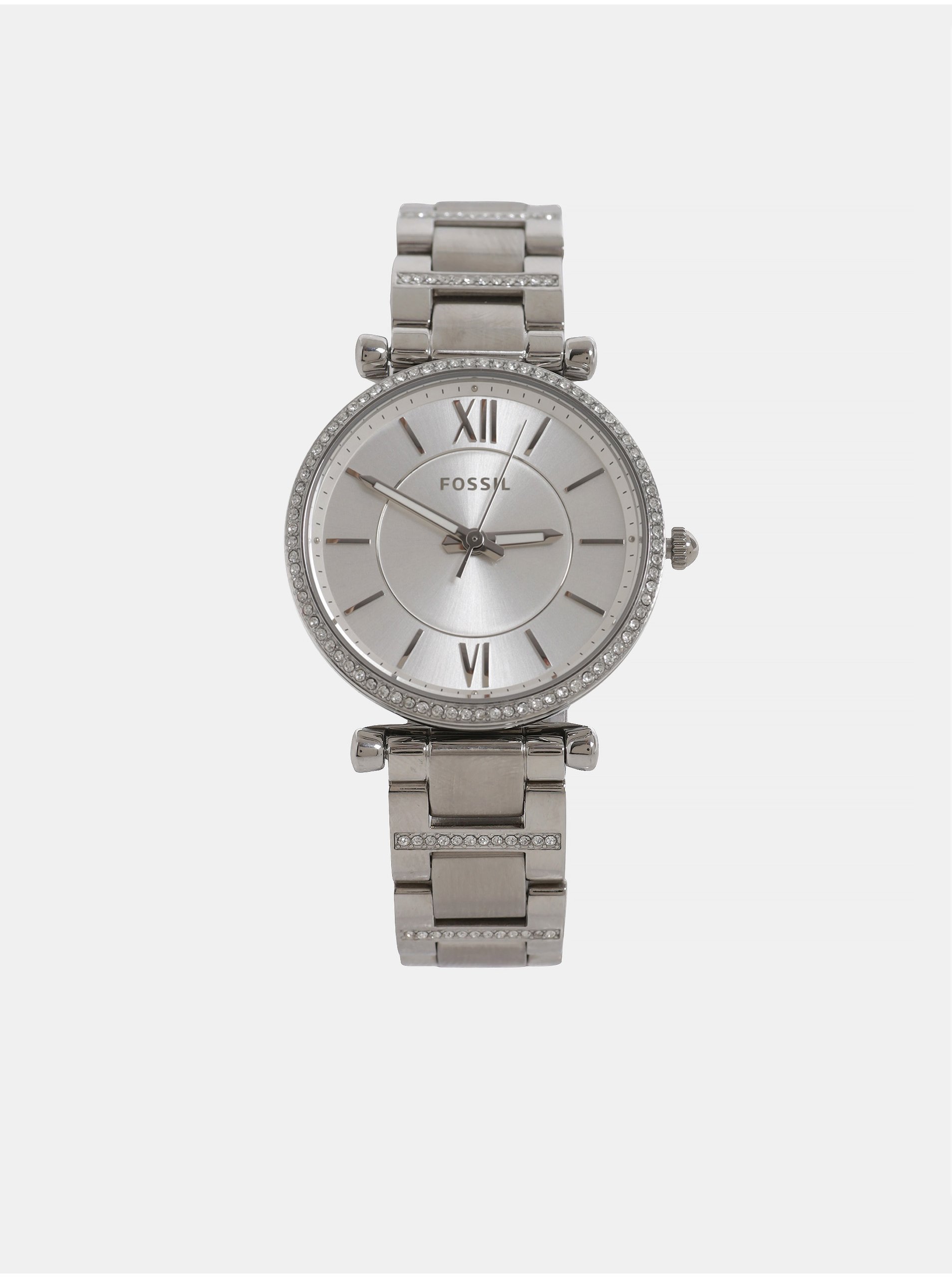 Levně Dámské hodinky s nerezovým páskem ve stříbrné barvě Fossil Carlie