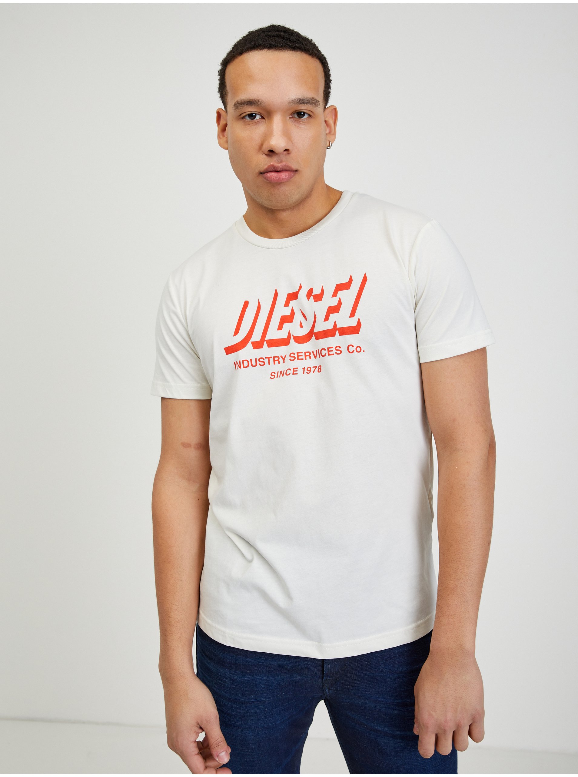E-shop Bílé pánské tričko Diesel Diegos