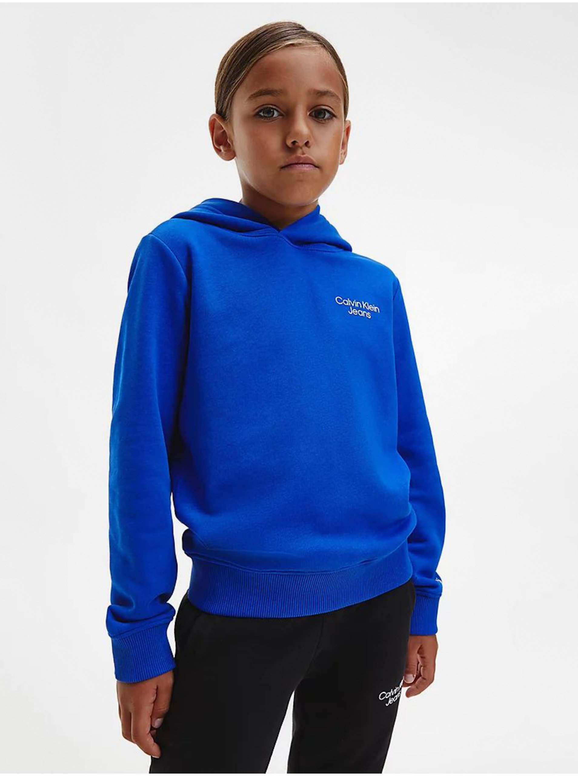 E-shop Modrá holčičí mikina s kapucí Calvin Klein Jeans