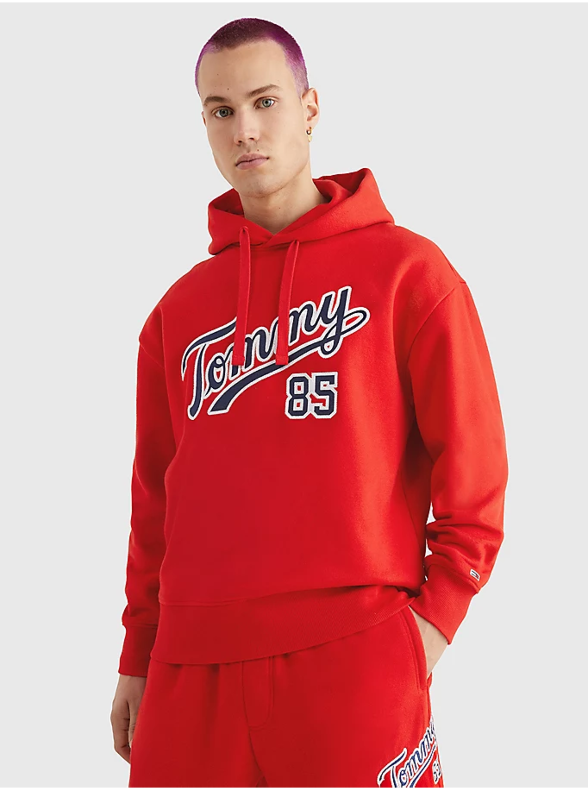 E-shop Mikiny s kapucou pre mužov Tommy Jeans - červená
