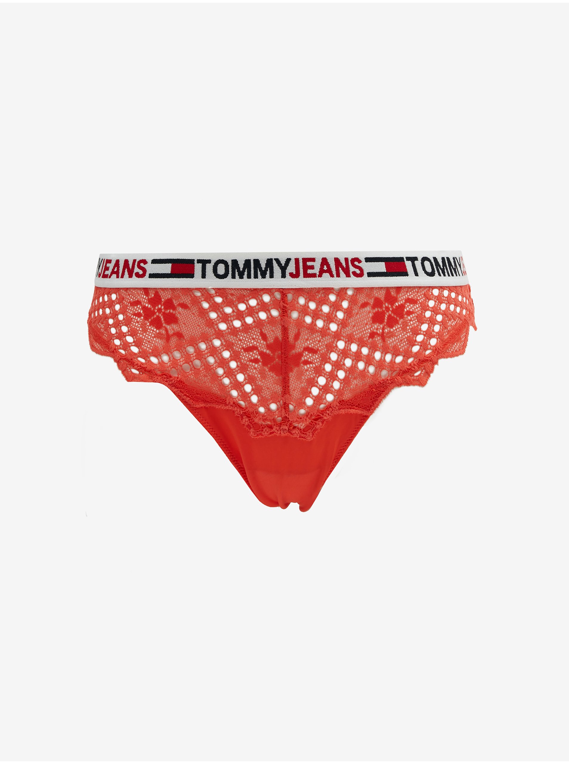 Levně Červené dámské krajkové kalhotky Tommy Jeans