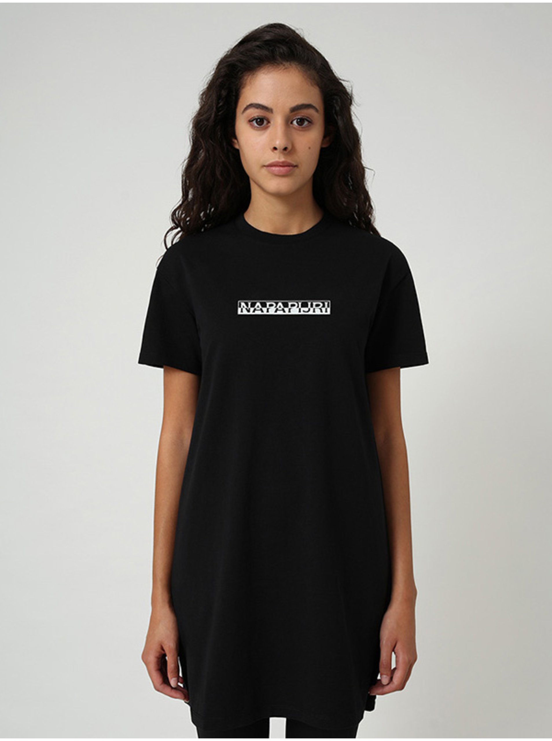 Levně Černé dámské tričko s potiskem Napapijri