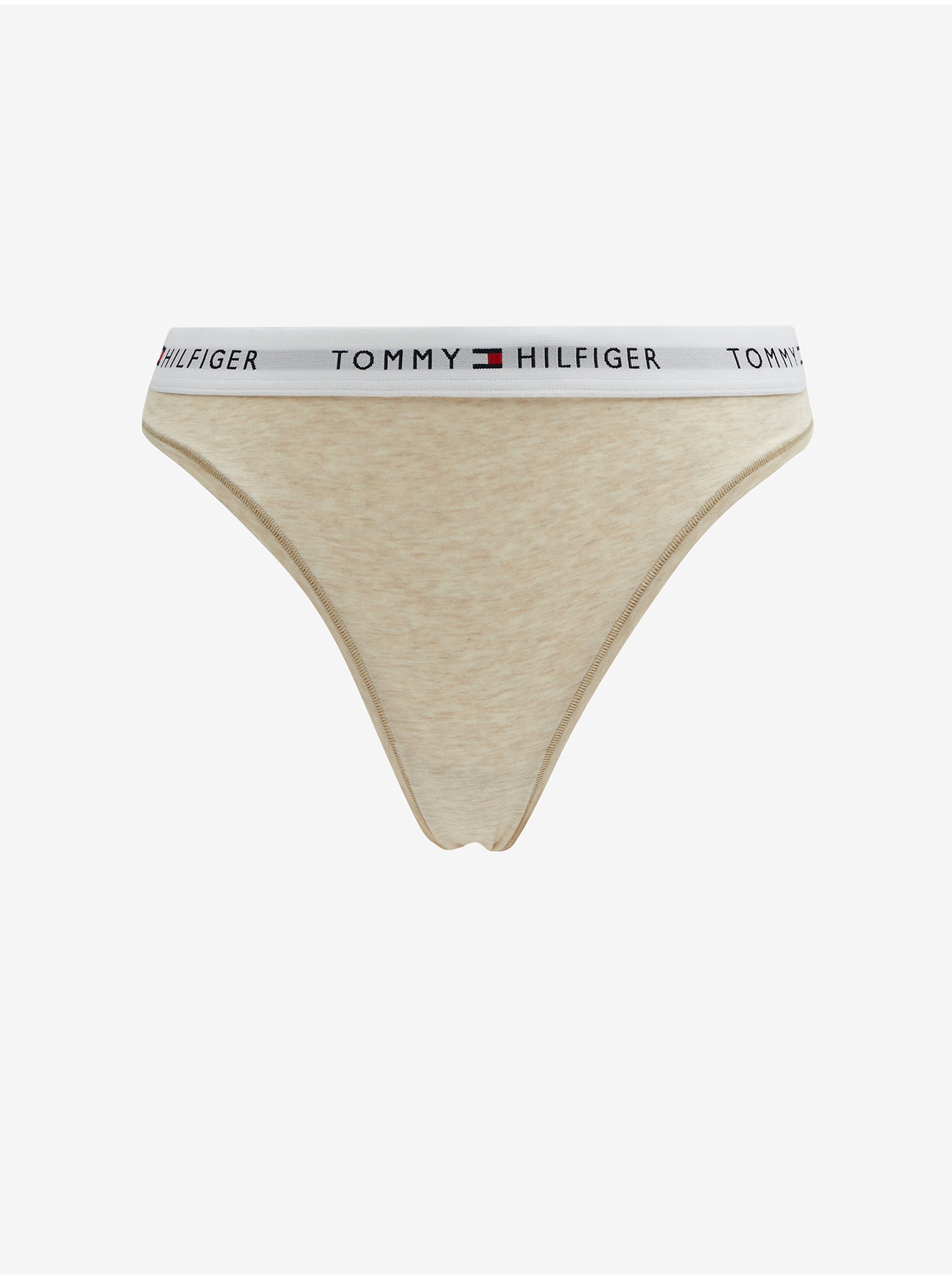 Levně Béžová dámská žíhaná tanga Tommy Hilfiger Underwear