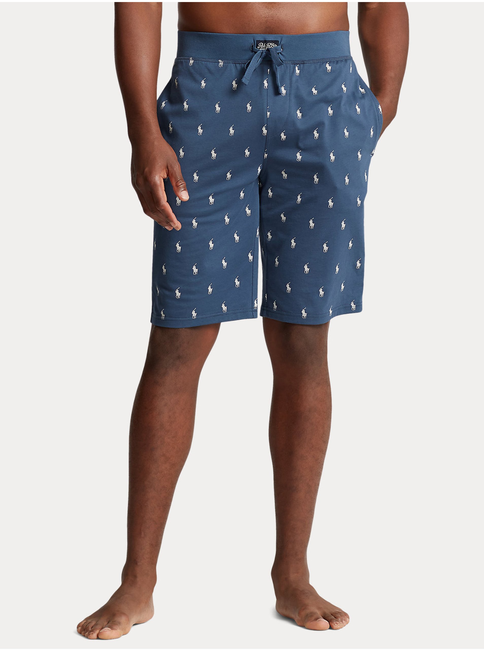 Levně Modré pánské vzorované pyžamové kraťasy POLO Ralph Lauren
