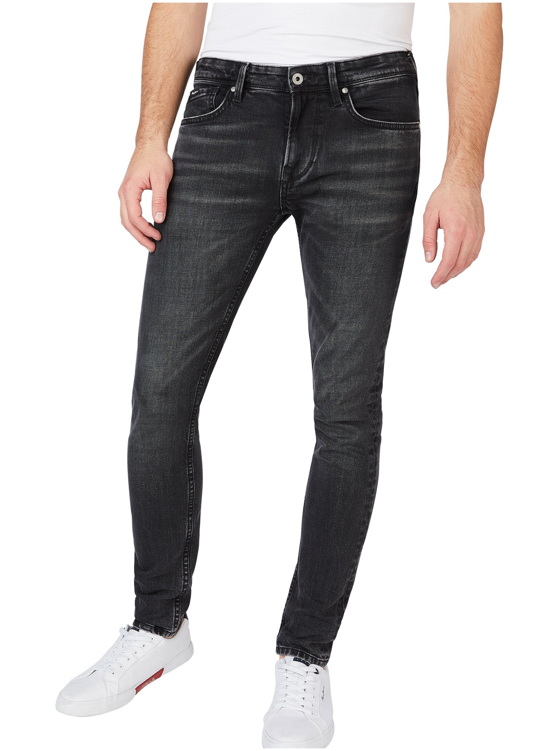 Levně Černé pánské skinny fit džíny Pepe Jeans Finsbury