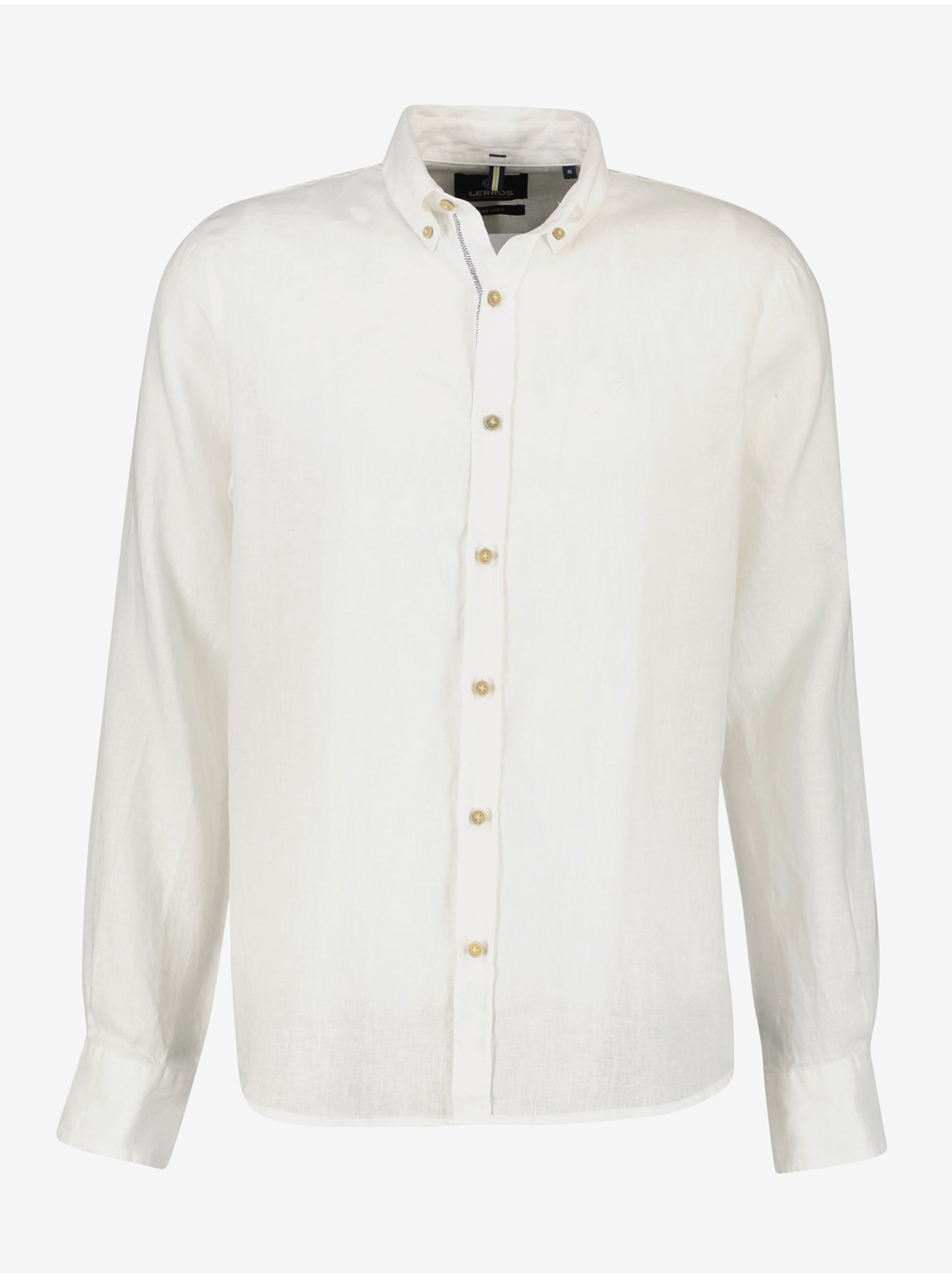 Levně Bílá pánská lněná košile LERROS