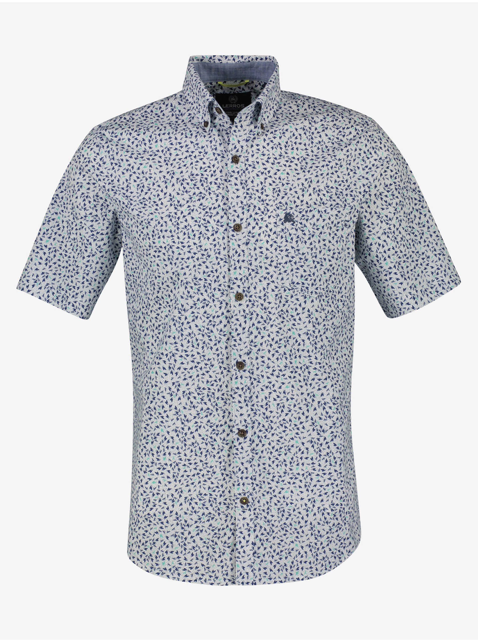 E-shop Modrá pánská vzorovaná košile LERROS