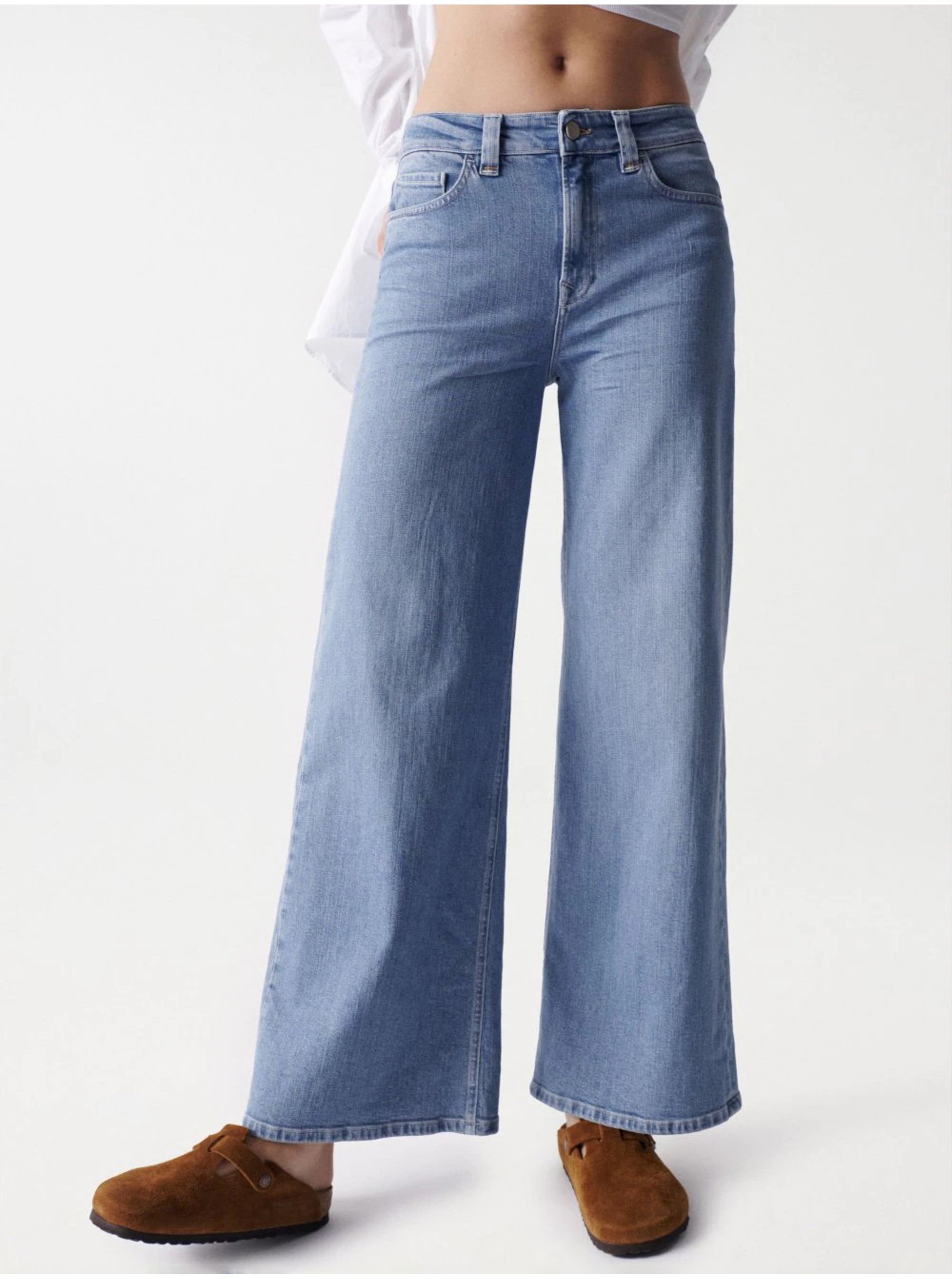 Levně Modré dámské široké džíny Salsa Jeans