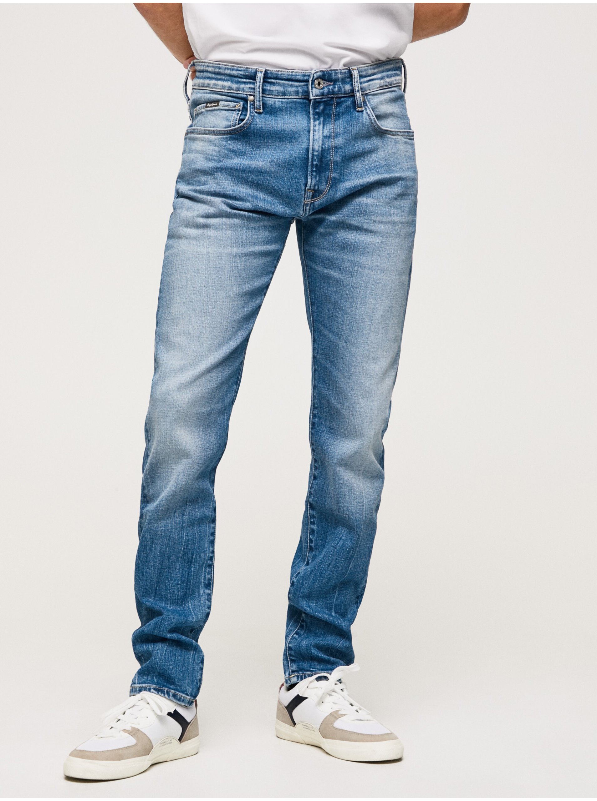 E-shop Modré pánské straight fit džíny Pepe Jeans Crane