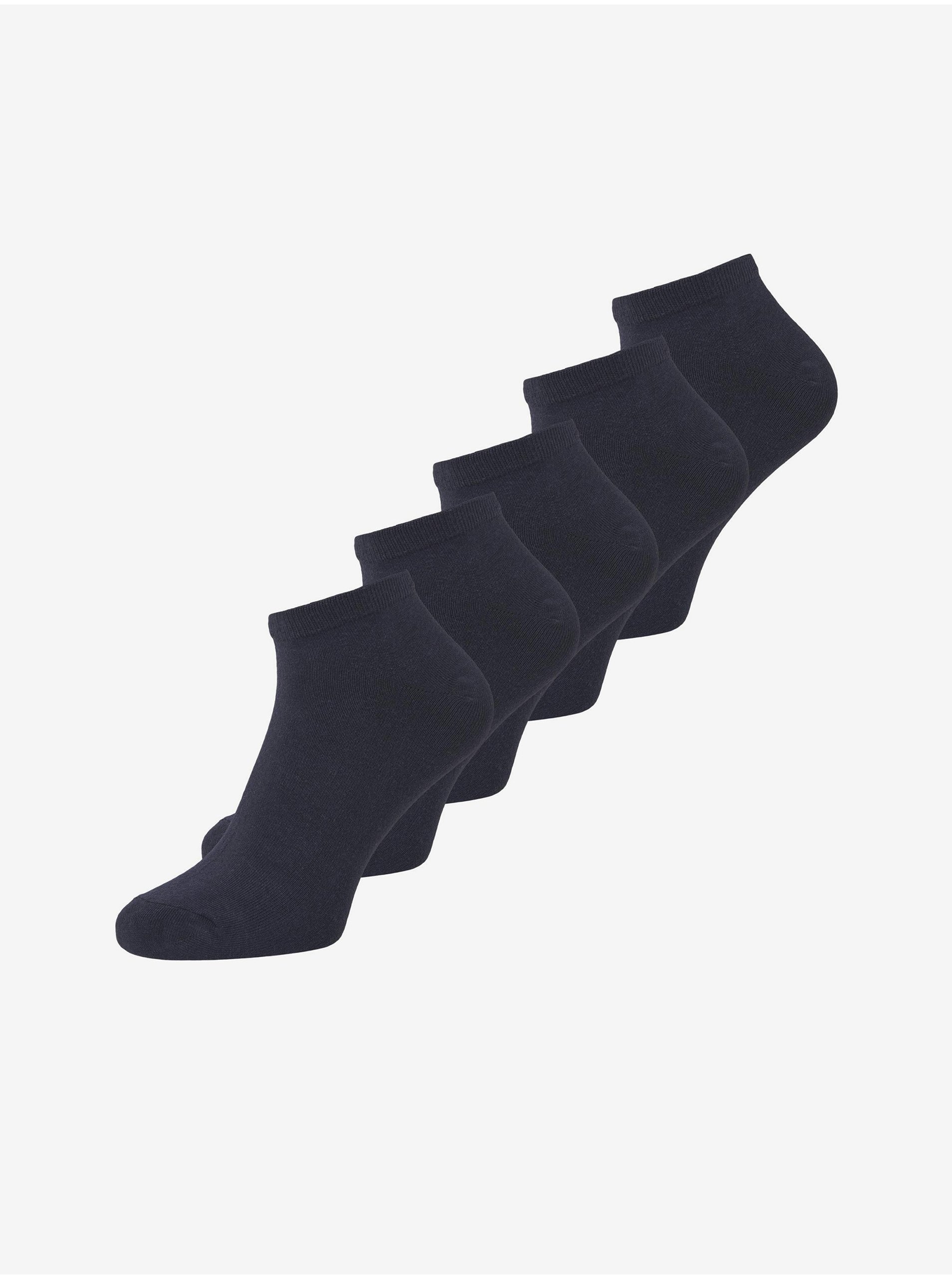 Levně Sada pěti párů tmavě modrých pánských ponožek Jack & Jones Dongo