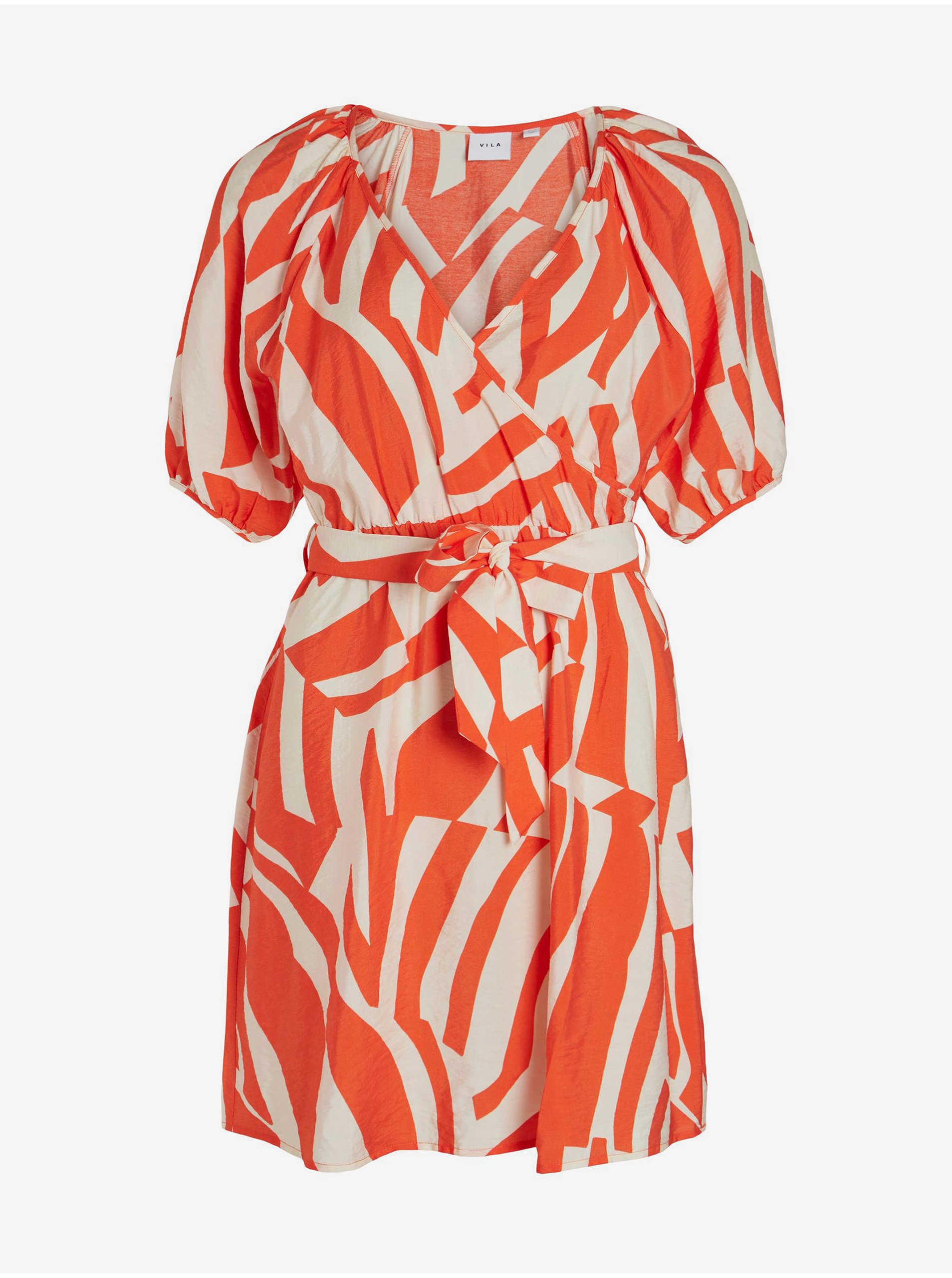 E-shop Krémovo-oranžové dámské vzorované šaty VILA Dogma